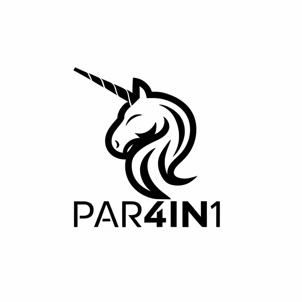 a logo design,with the text 'Par4in1', main symbol:Unicorn pink,golf black and white ,complex,be used in Sports Fitness industry,clear background