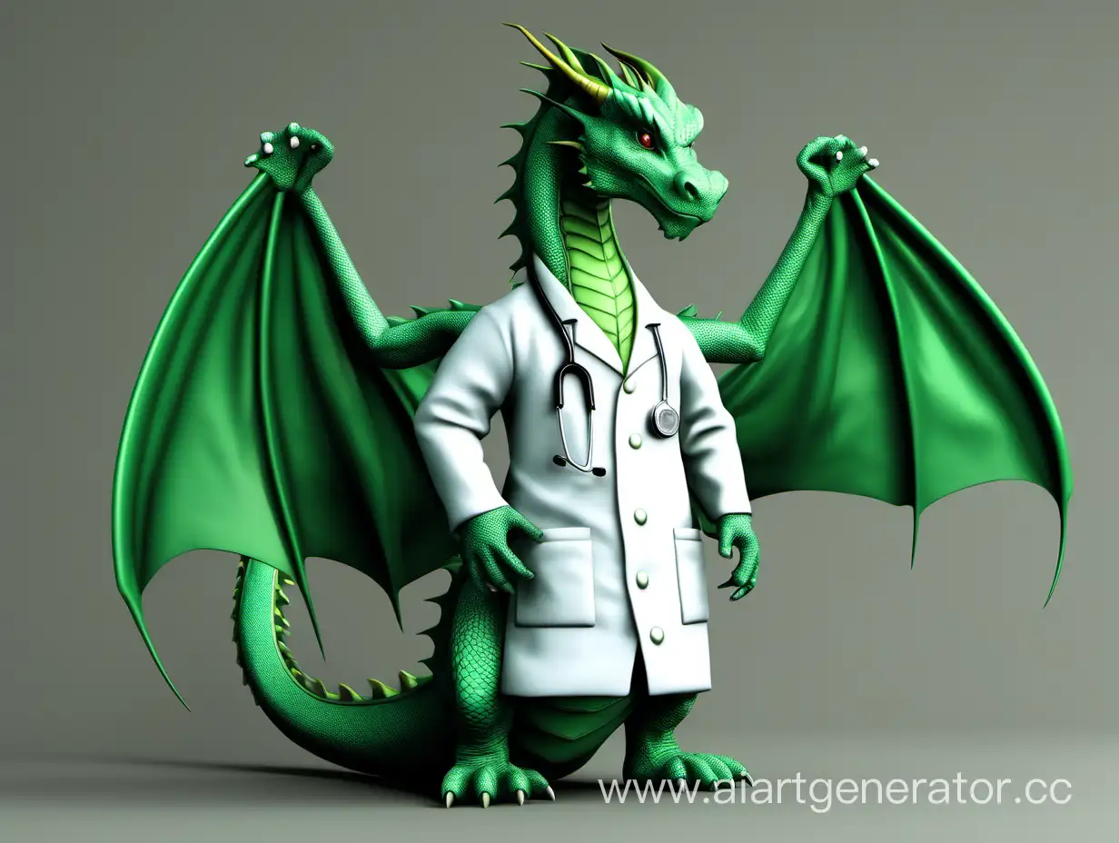 green dragon in a medical gown