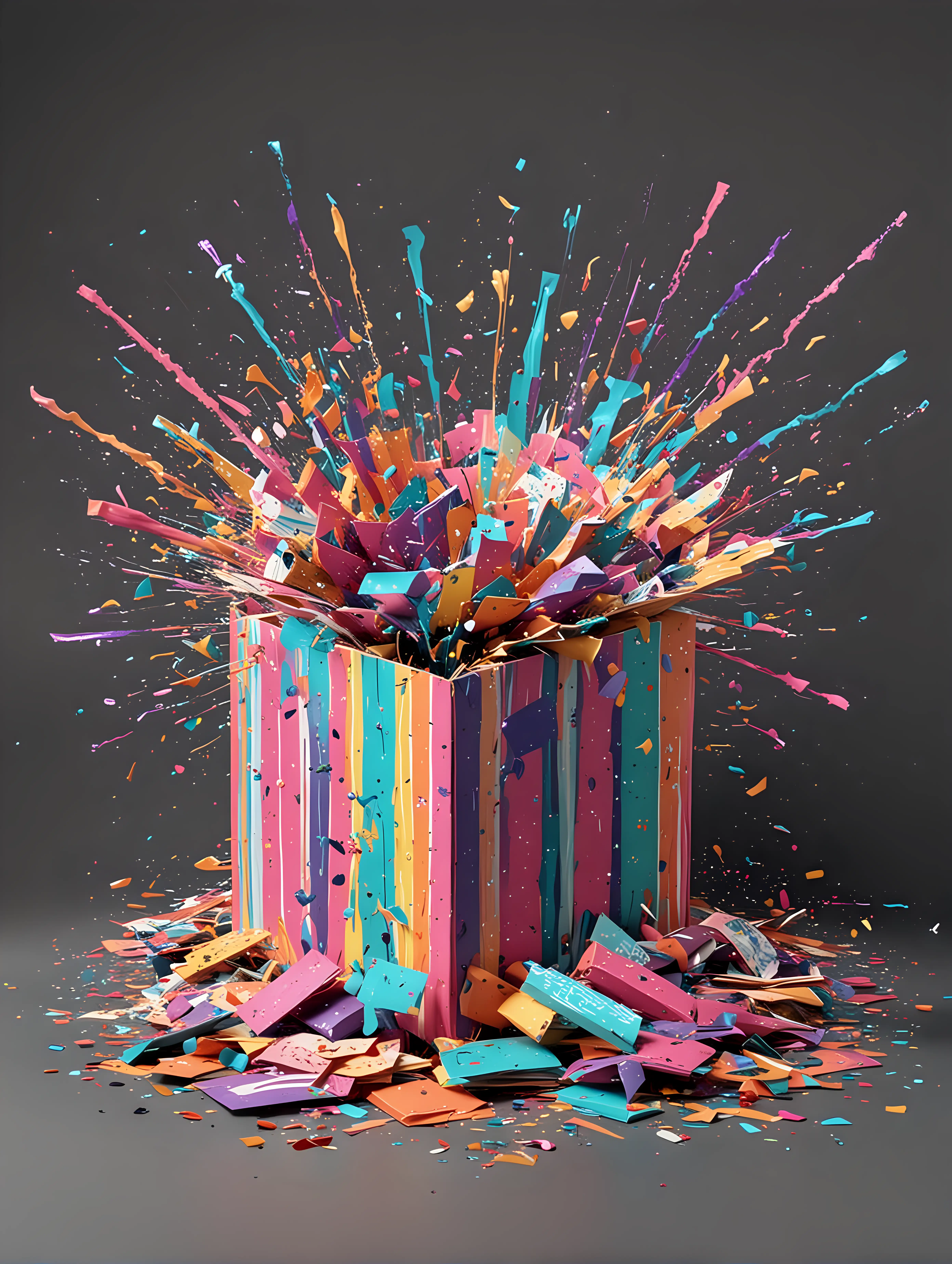 90's style gift box exploding