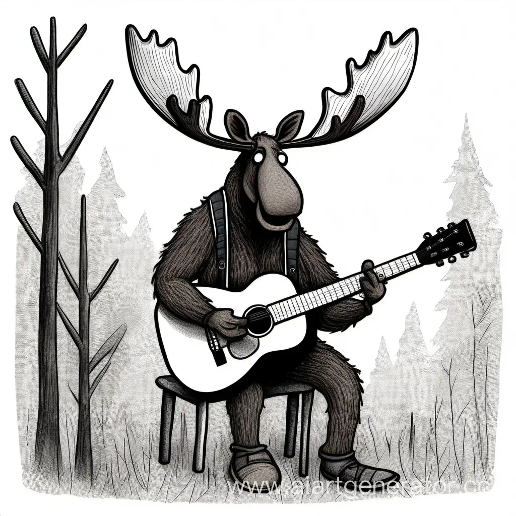 Moose-Jamming-on-the-Guitar-in-a-Musical-Forest