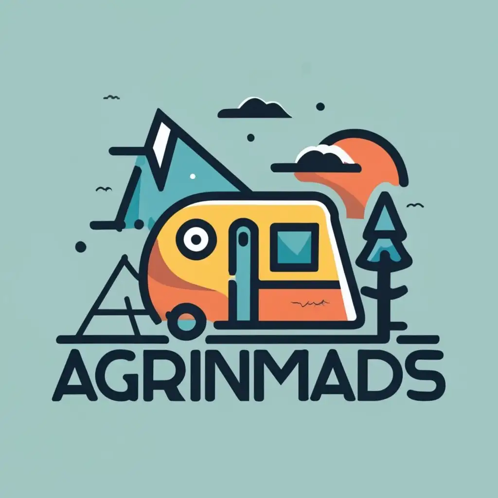 logo, camping, tent, caravan, with the text "AGRINOMADS", typography, be used in Travel industry