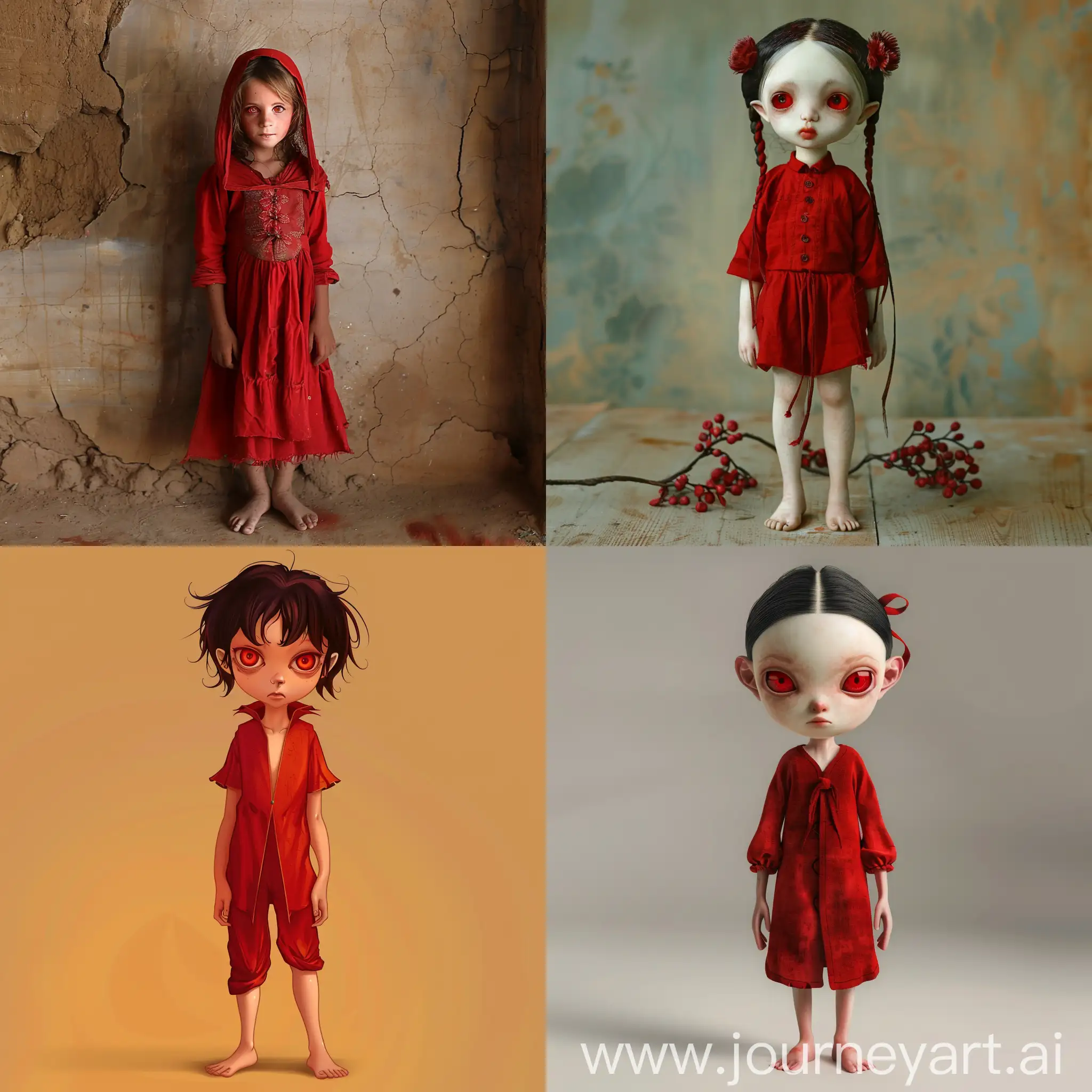 RedEyed-Girl-in-Red-Clothes-One-Meter-Five-Tall-Barefoot