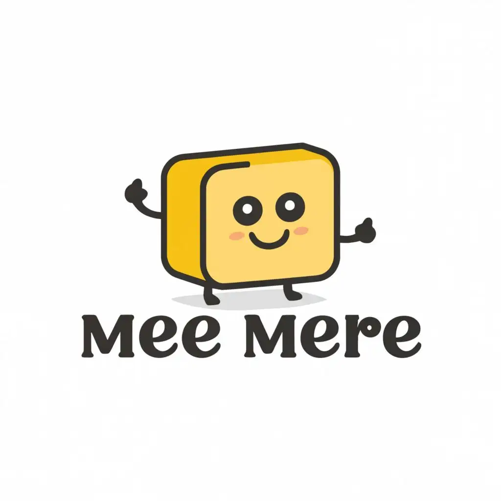 a logo design,with the text "Mere Mere", main symbol:a character smiling, the character is made of butter walking
,Minimalistic,be used in Restaurant industry,clear background