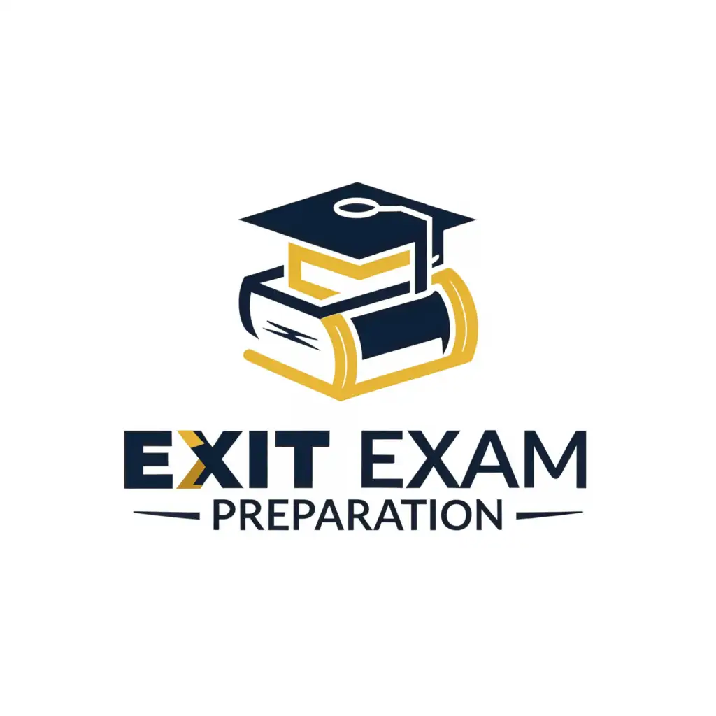 a logo design,with the text "Exit Exam Preparation", main symbol:Exam, Education, University, Graduation,Moderate,clear background