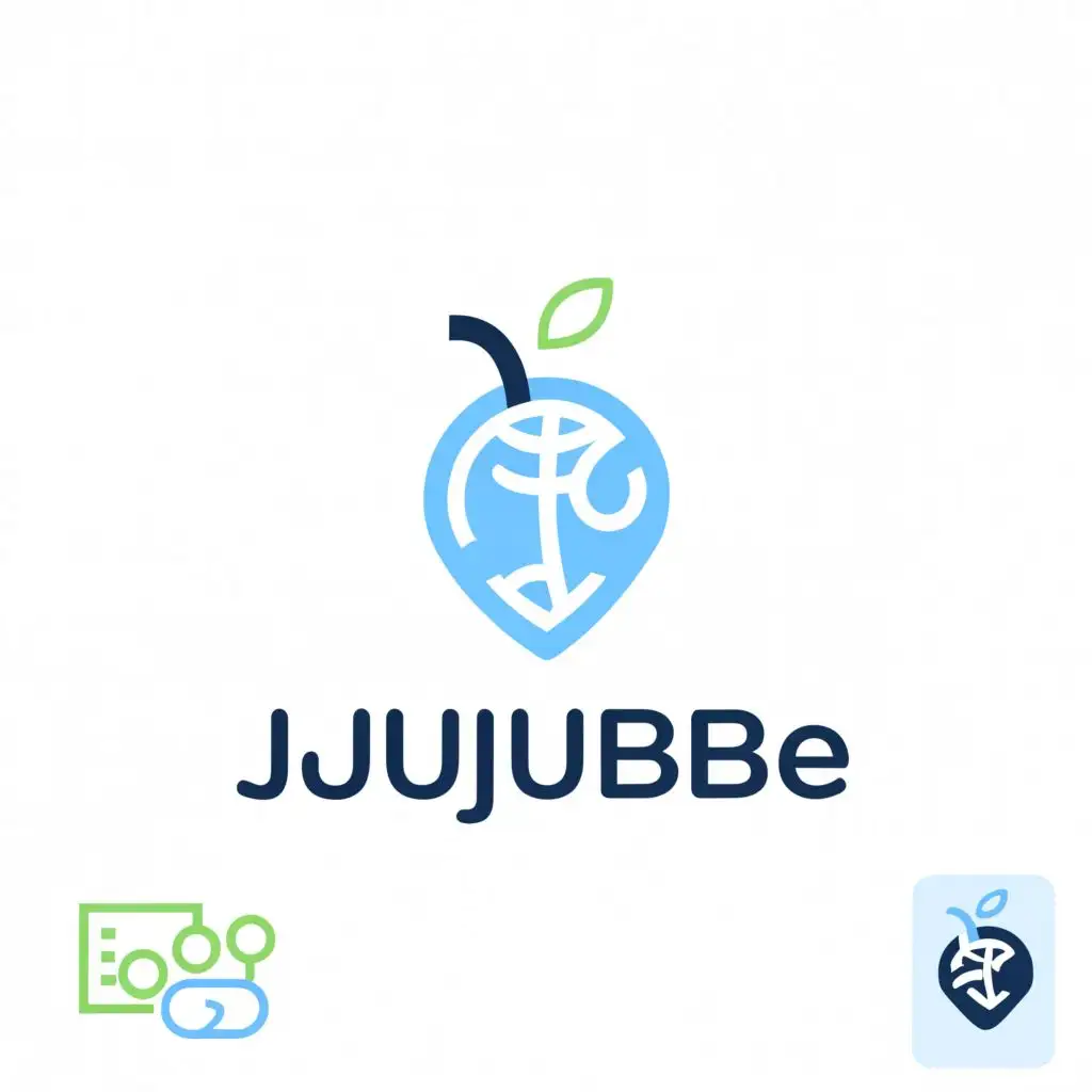 a logo design,with the text "jujube", main symbol:jujuba, ai, data, chart, analytics, blue color elements, white background,Moderate,be used in Technology industry,clear background