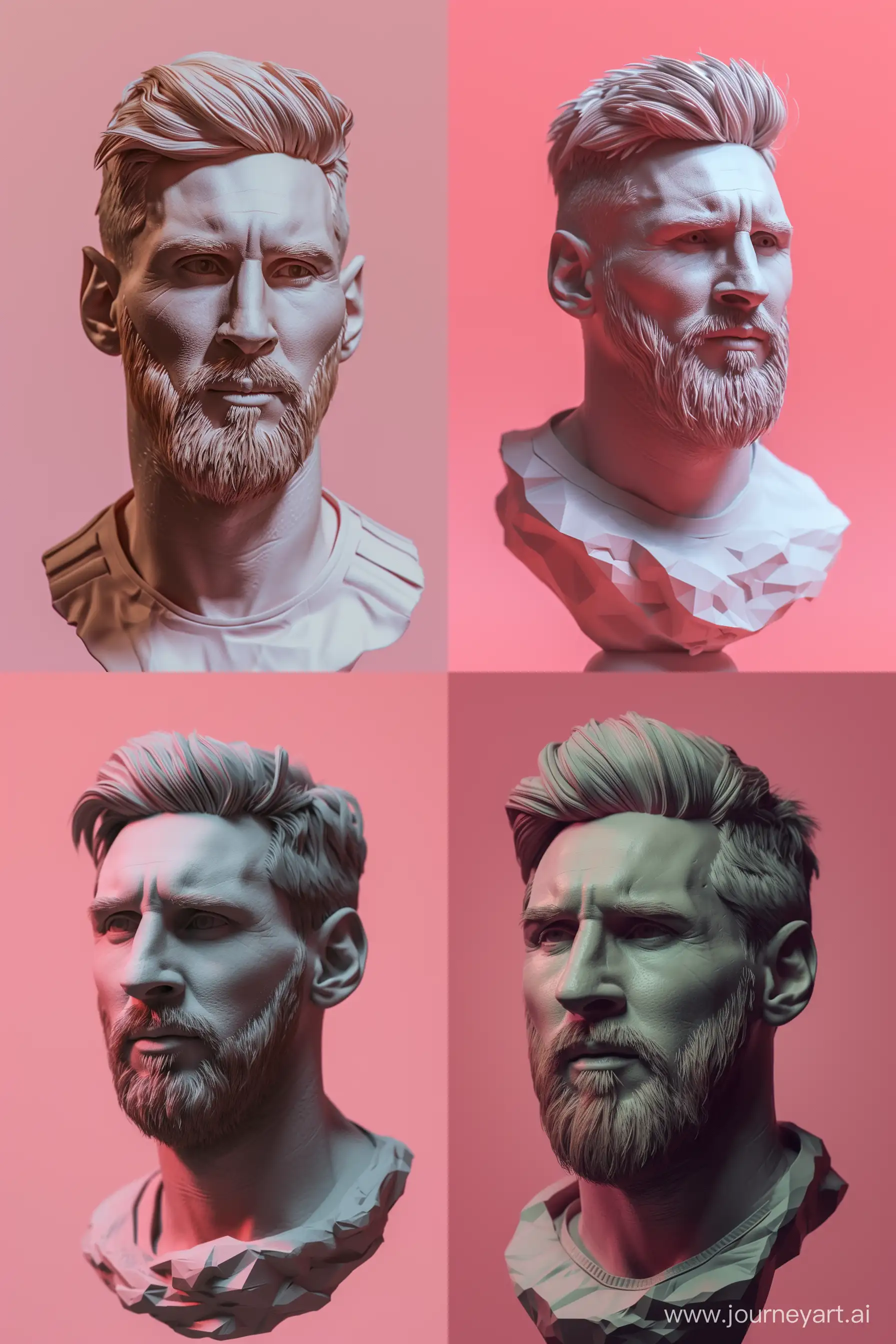 Lionel-Messi-Bust-Sculpture-in-Cinematic-Pose-on-Pink-Background