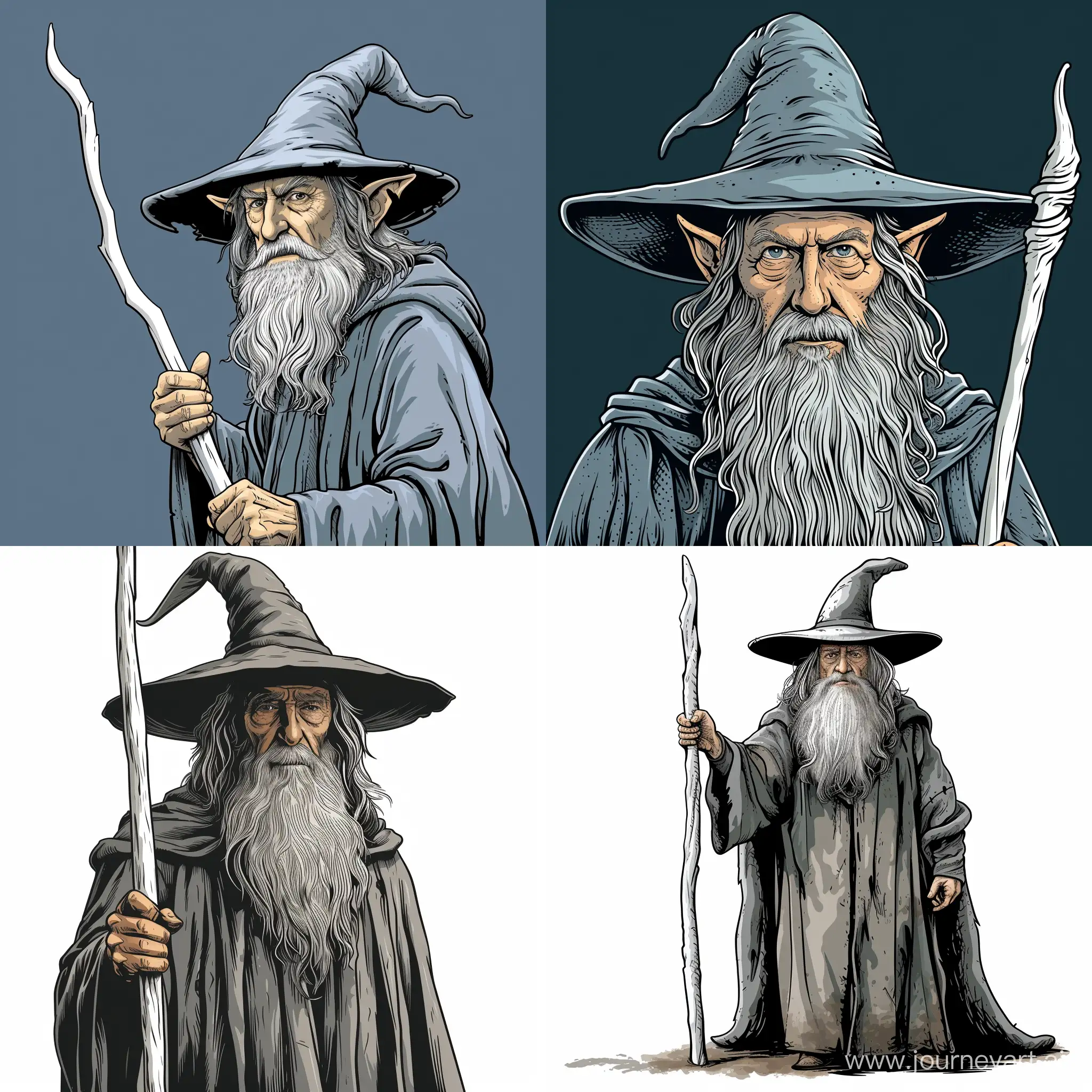 Gandalf-the-Grey-with-Pointed-Hat-and-White-Staff-in-Comic-Style