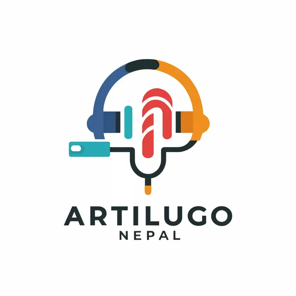 a logo design,with the text "Artilugio Nepal", main symbol:earphone , mobile, charger, ,Moderate,be used in Technology industry,clear background