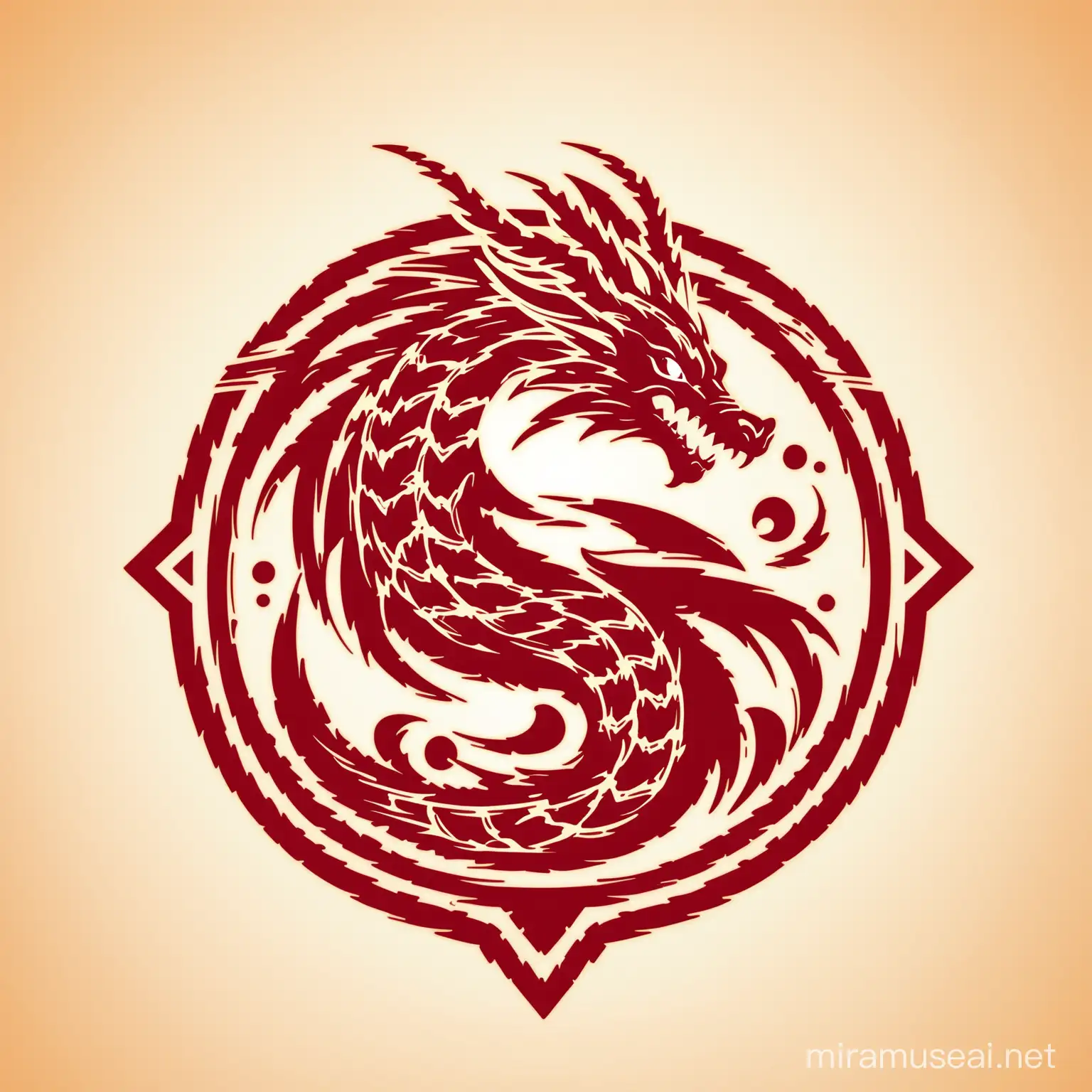 Mystical Dragon Emblem with Fiery Wings and Golden Scales