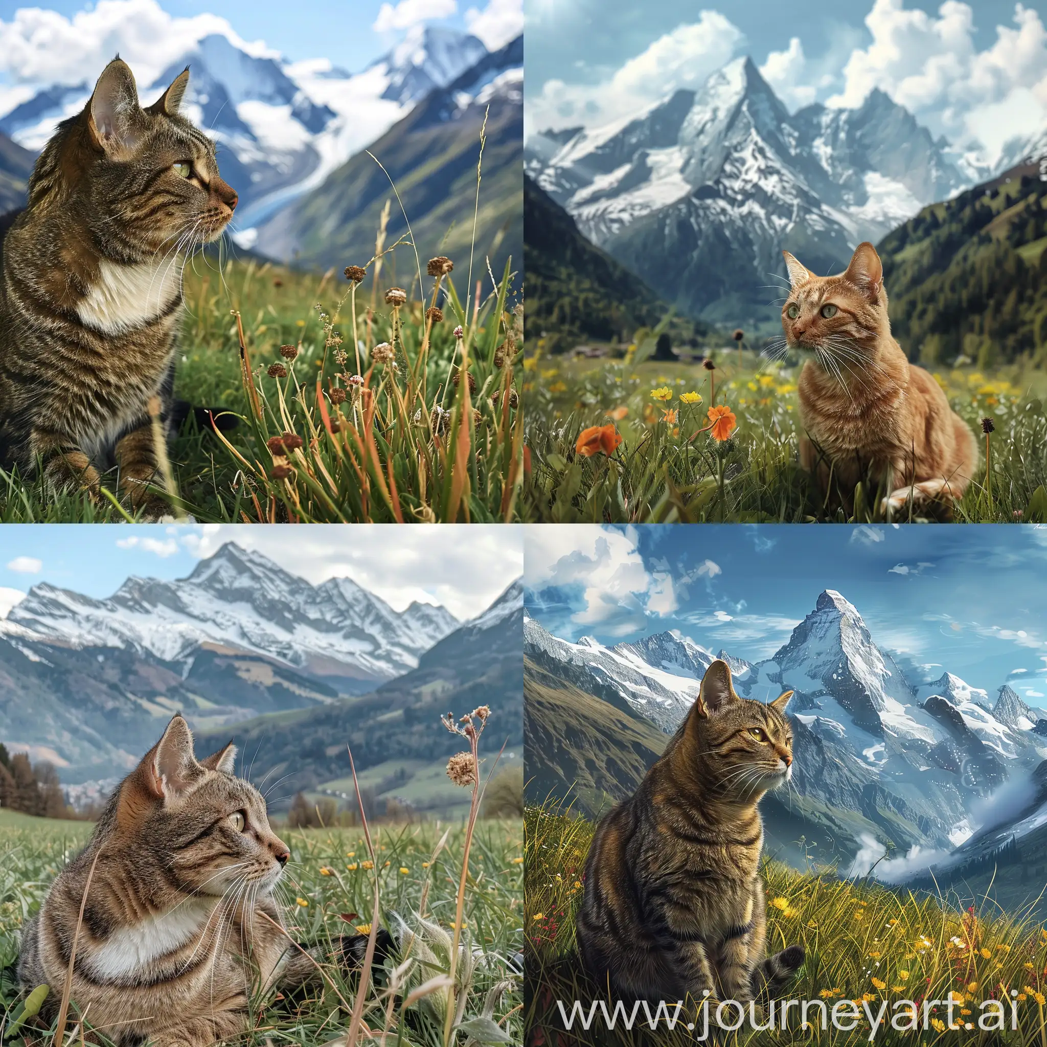Majestic-Cat-Enjoying-SnowCapped-Mountain-Meadow