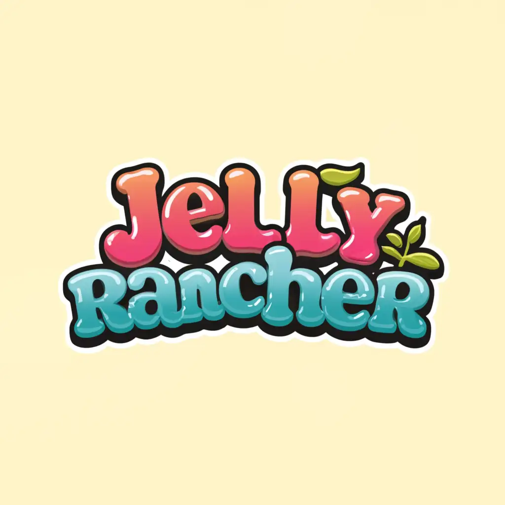 a logo design,with the text "jelly rancher", main symbol: Jolly rancher cartoonish jelly rancher font with stoned look with thc high look on it for gummies
,Moderate,be used in Medical Dental industry,clear background