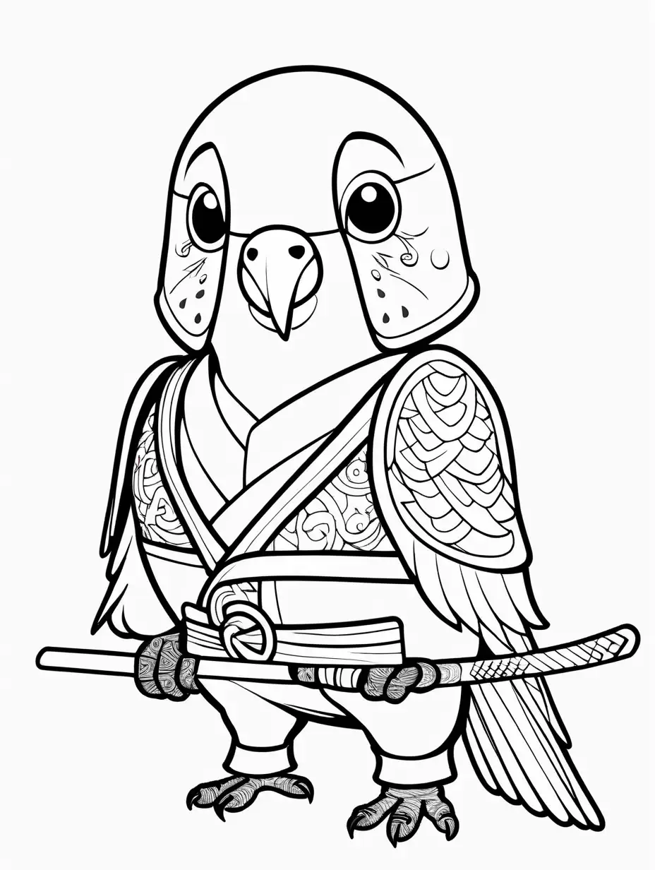 Adorable Ninja Budgie Coloring Page for Creative Fun