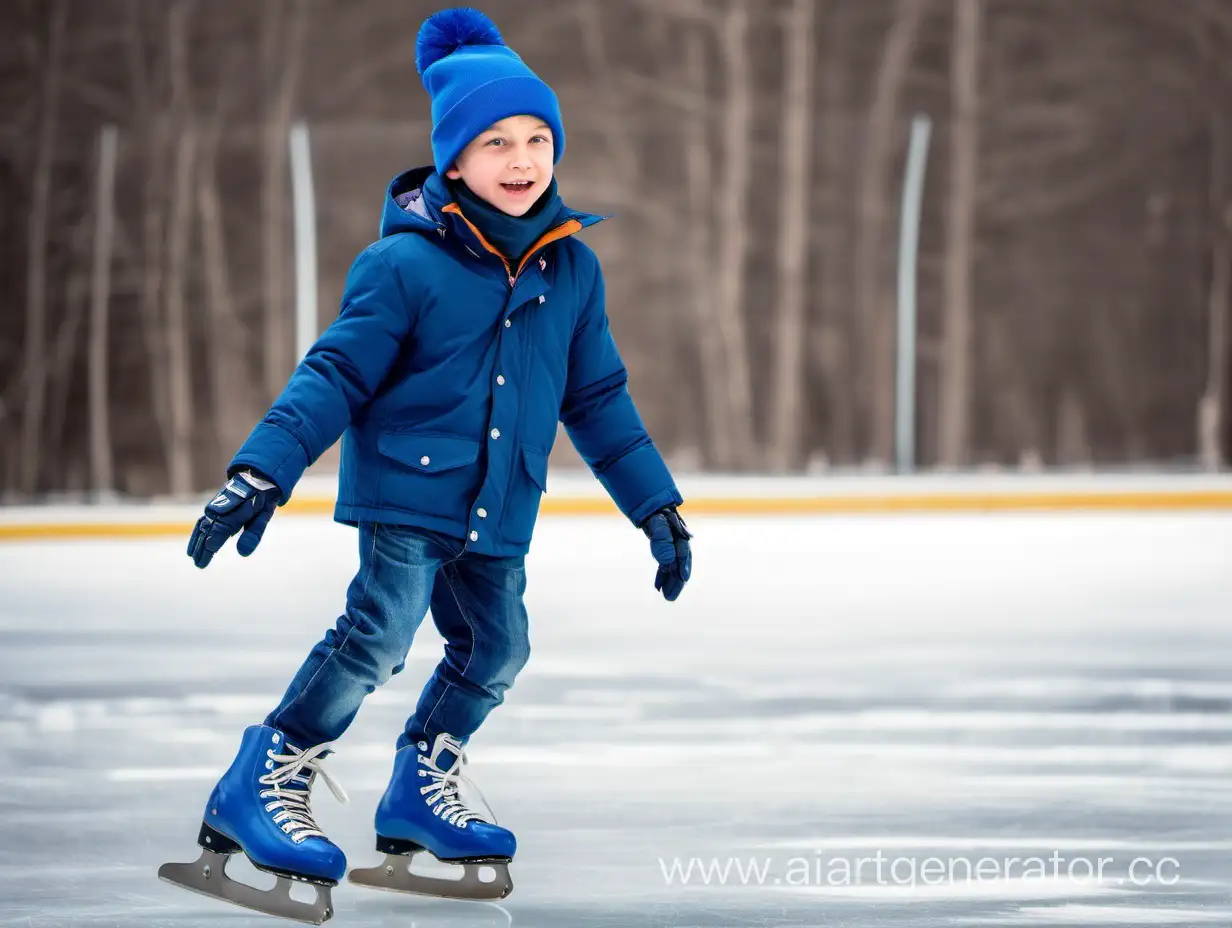 Graceful-Boy-Ice-Skating-in-Blue-Hat-and-Jacket