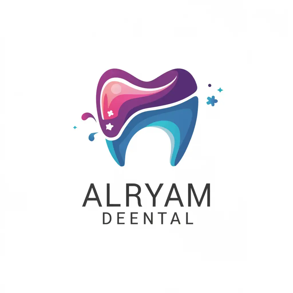 a logo design, with the text 'ALRYAM DENTAL', main symbol: TOOTH, Minimalistic, to be used in Medical Dental industry, clear background