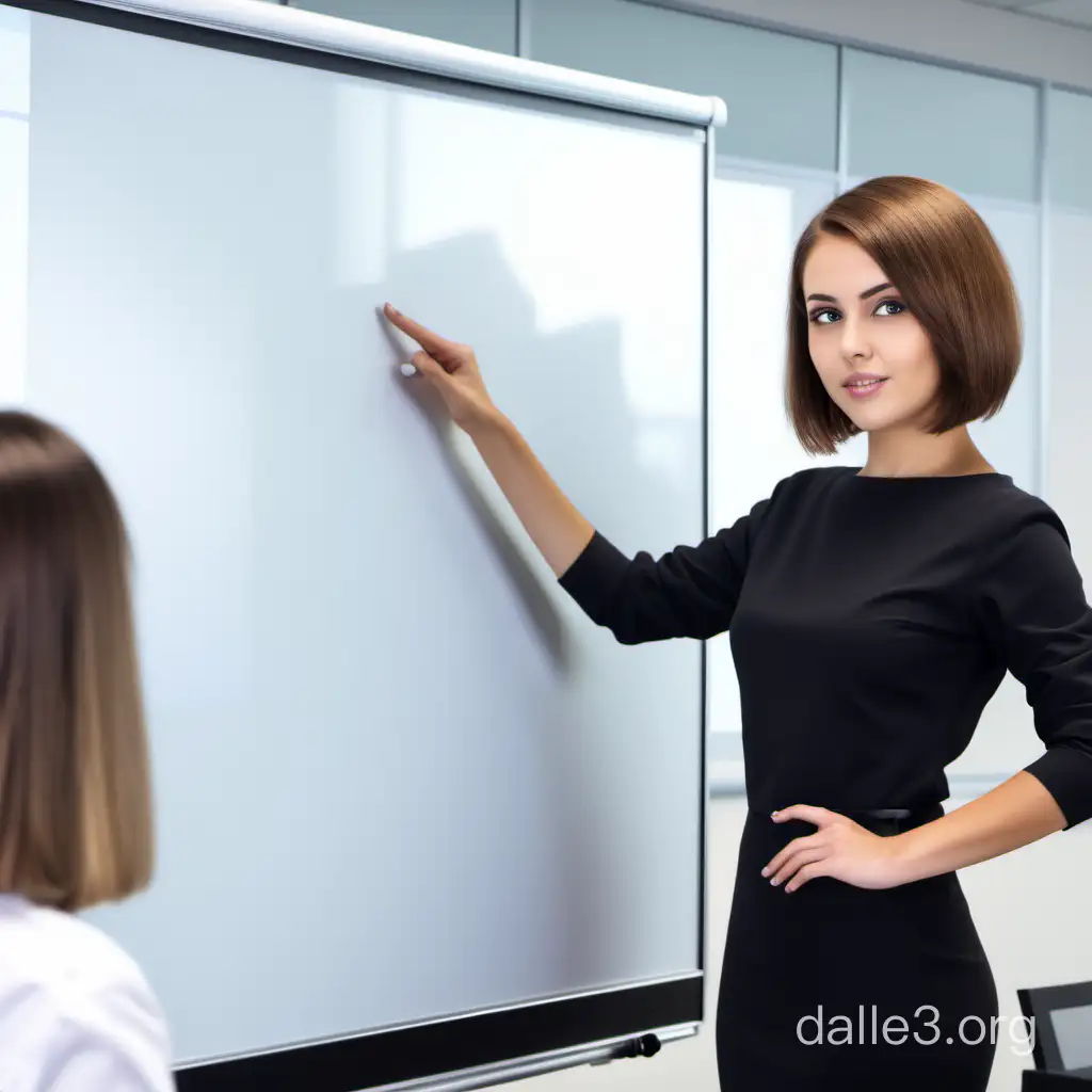 Confident Woman Presenting New Project to Colleagues at Smartboard ...