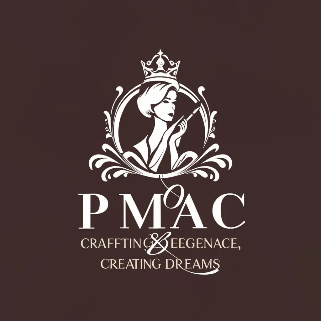 a logo design,with the text "PMAC
Crafting Elegance,Creating Dreams

", main symbol:Lady,complex,be used in Beauty Spa industry,clear background