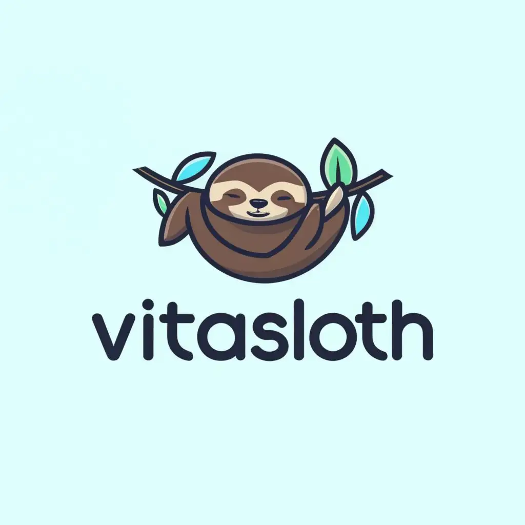 a logo design,with the text "vitaSloth", main symbol:Sloth,Minimalistic,be used in Internet industry,clear background