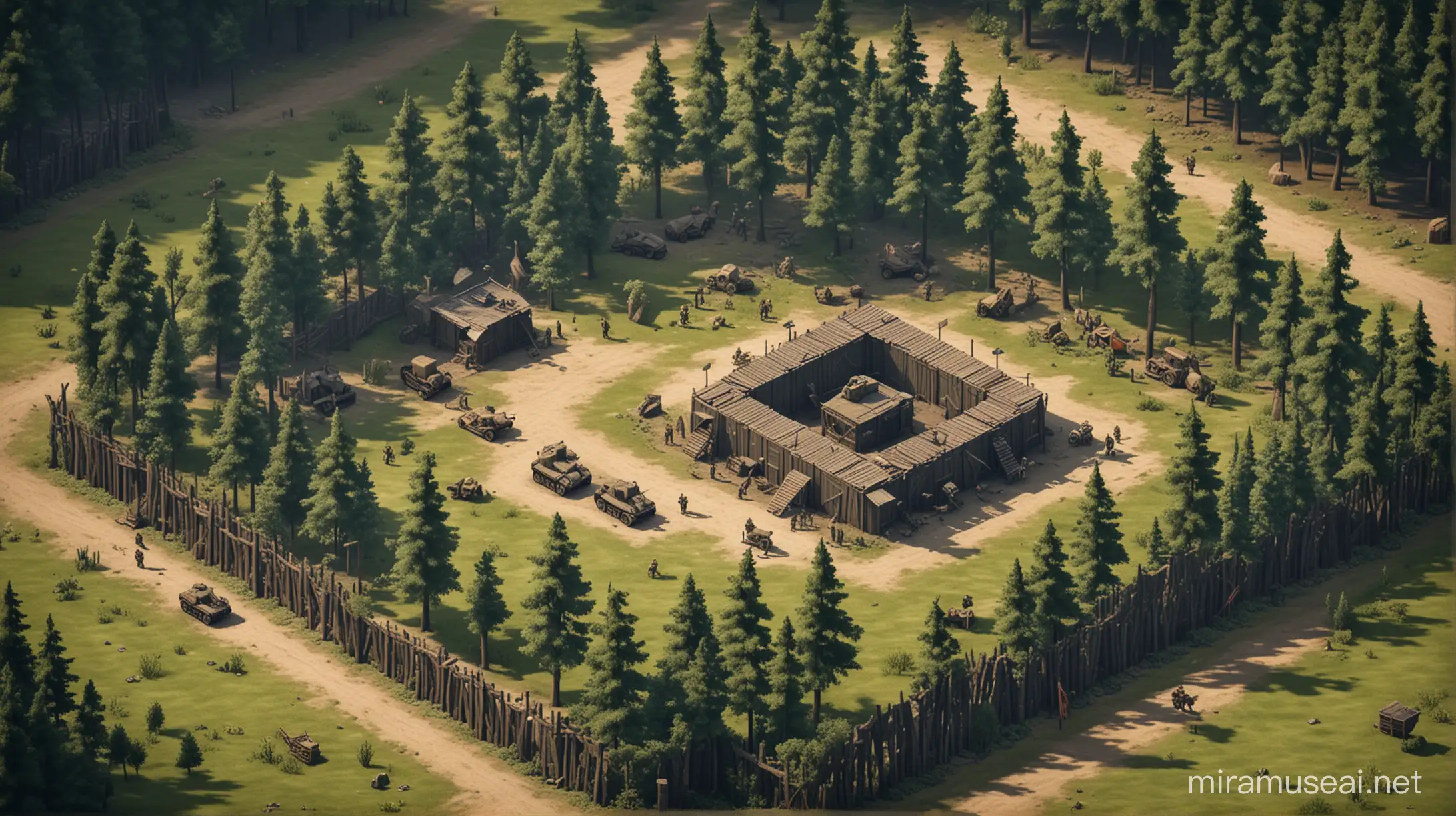 WW2Themed Isometric Square Forest Arena
