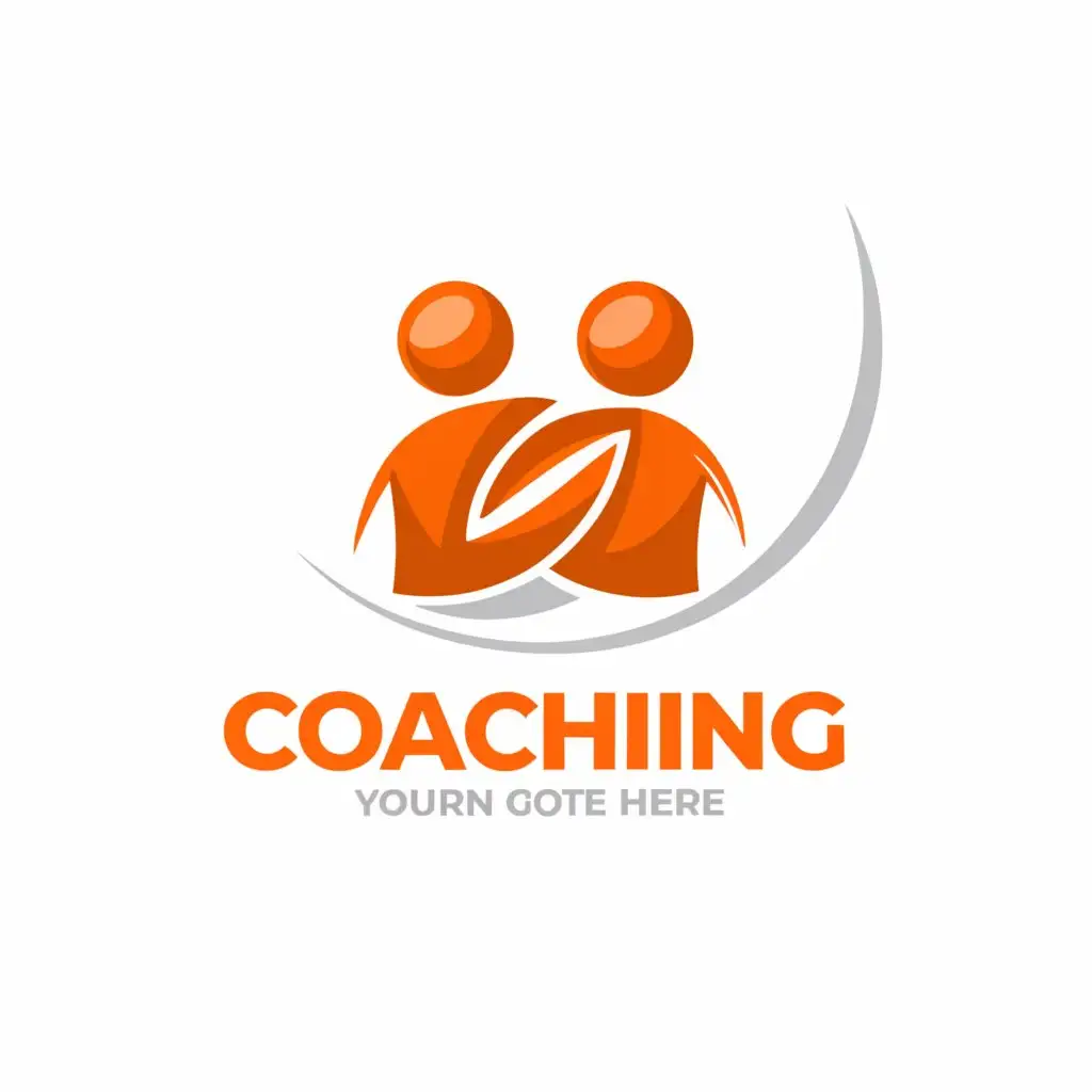 a logo design,with the text "Coaching", main symbol:collaboration, orange,Moderate,be used in Education industry,clear background