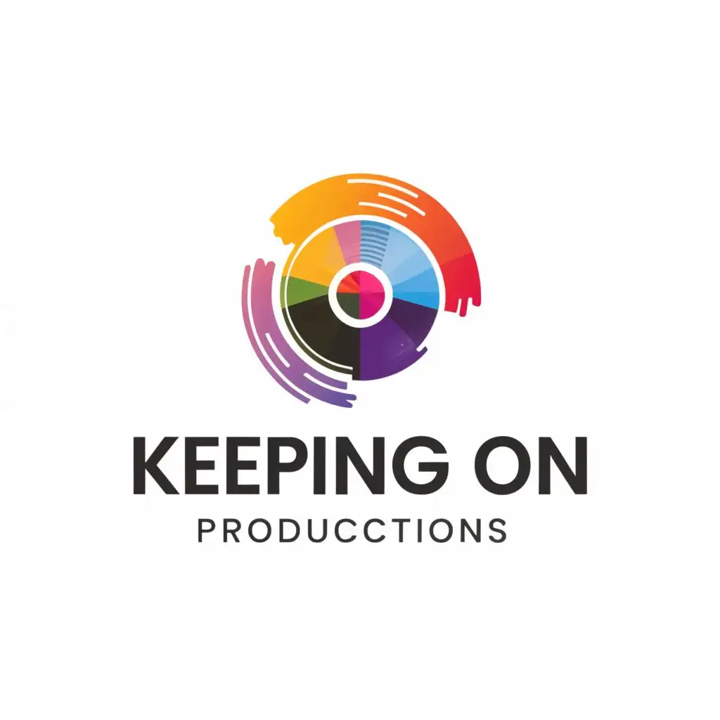 a logo design,with the text "Keeping On Productions", main symbol:Record,Moderate,be used in Entertainment industry,clear background