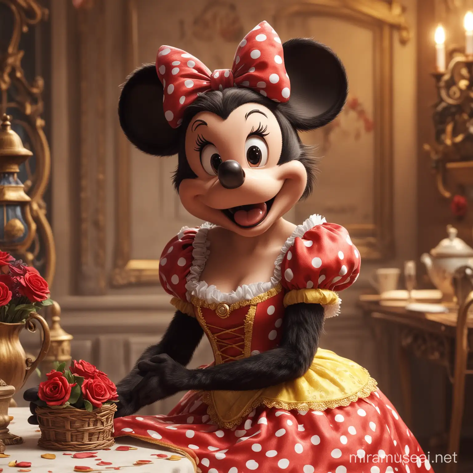 Cheerful and Realistic Minnie Mouse Inspired by Beauty and the Beast