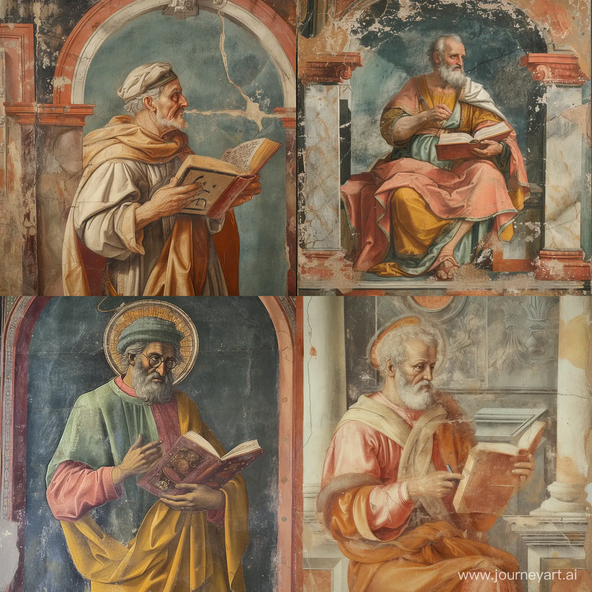 Old-Saint-Holding-a-Sacred-Text-in-Temple-Fresco