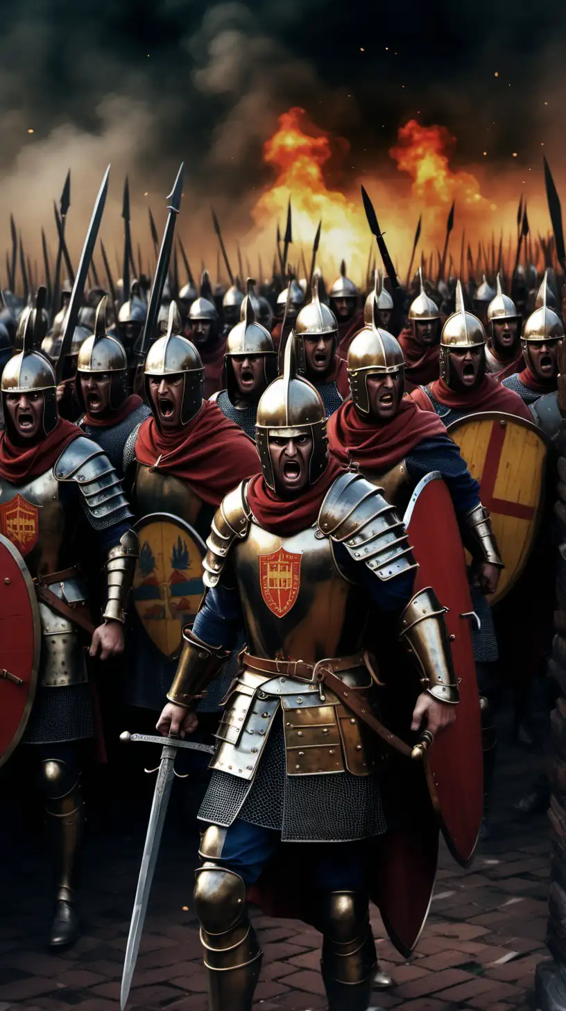 1325 Italy Modena and Bologna war and warriors are angry. Image background should be dark