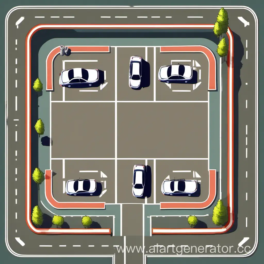 Image for a game where you will need to park the car in a parking space. Top view