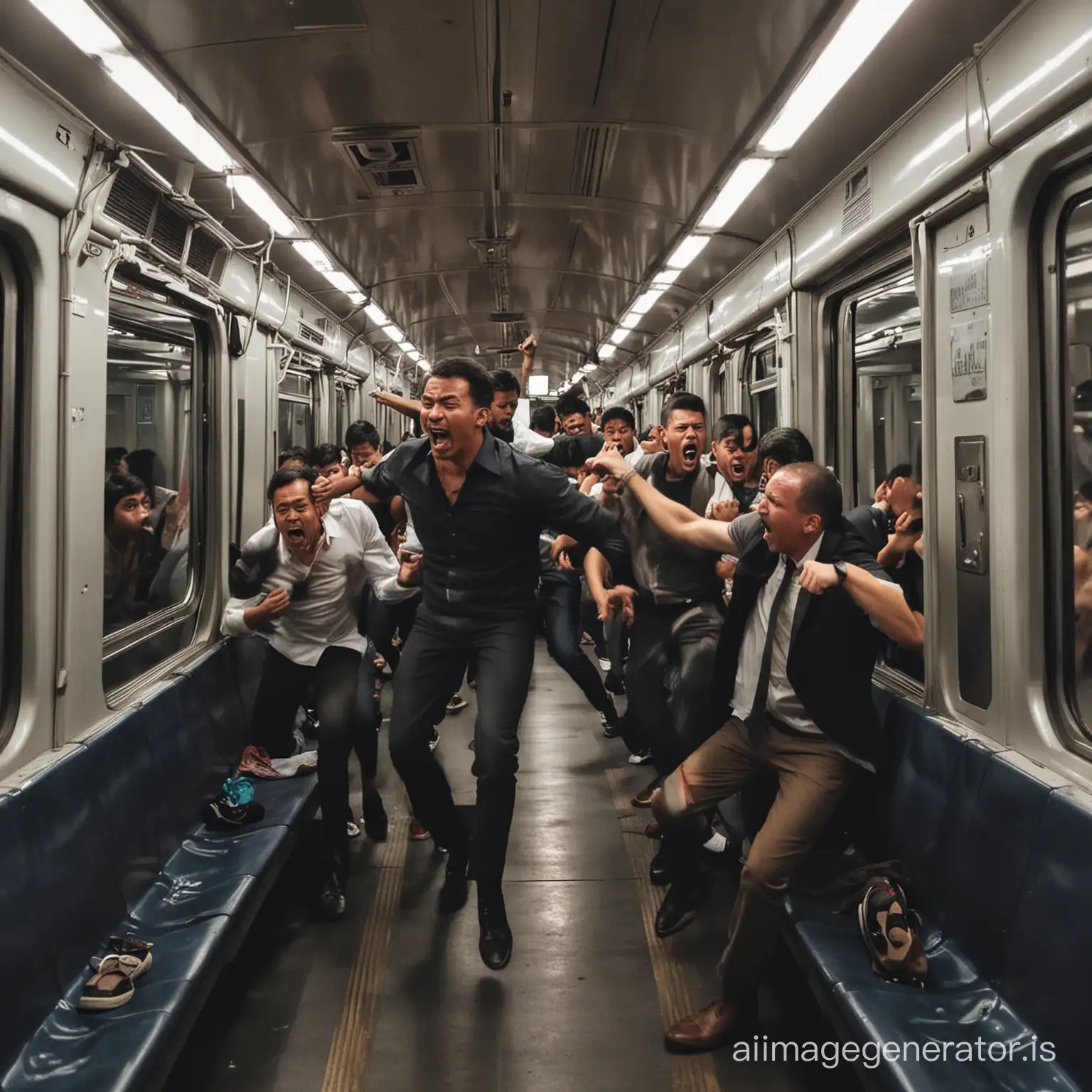 Fight and screaming in the train compartment