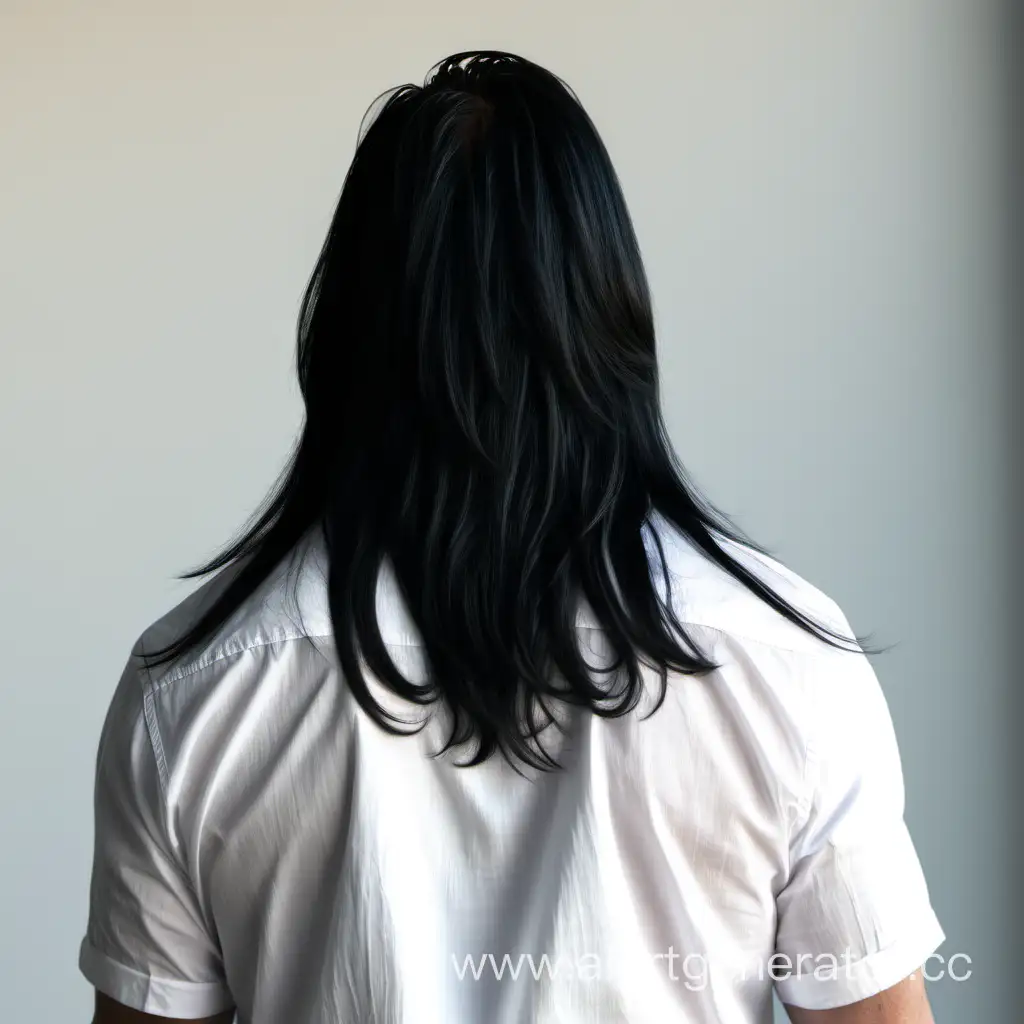 Man-with-Long-Black-Hair-in-White-Shirt