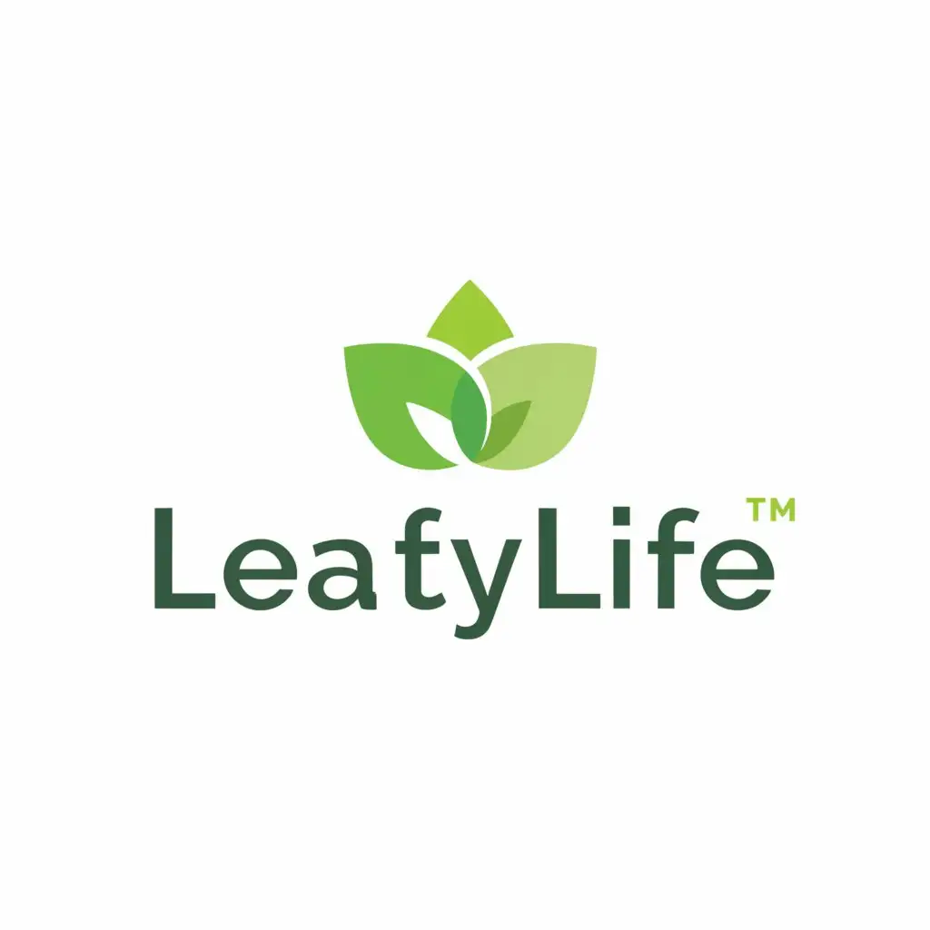 a logo design,with the text "LeafyLife", main symbol:leaf,Moderate,clear background