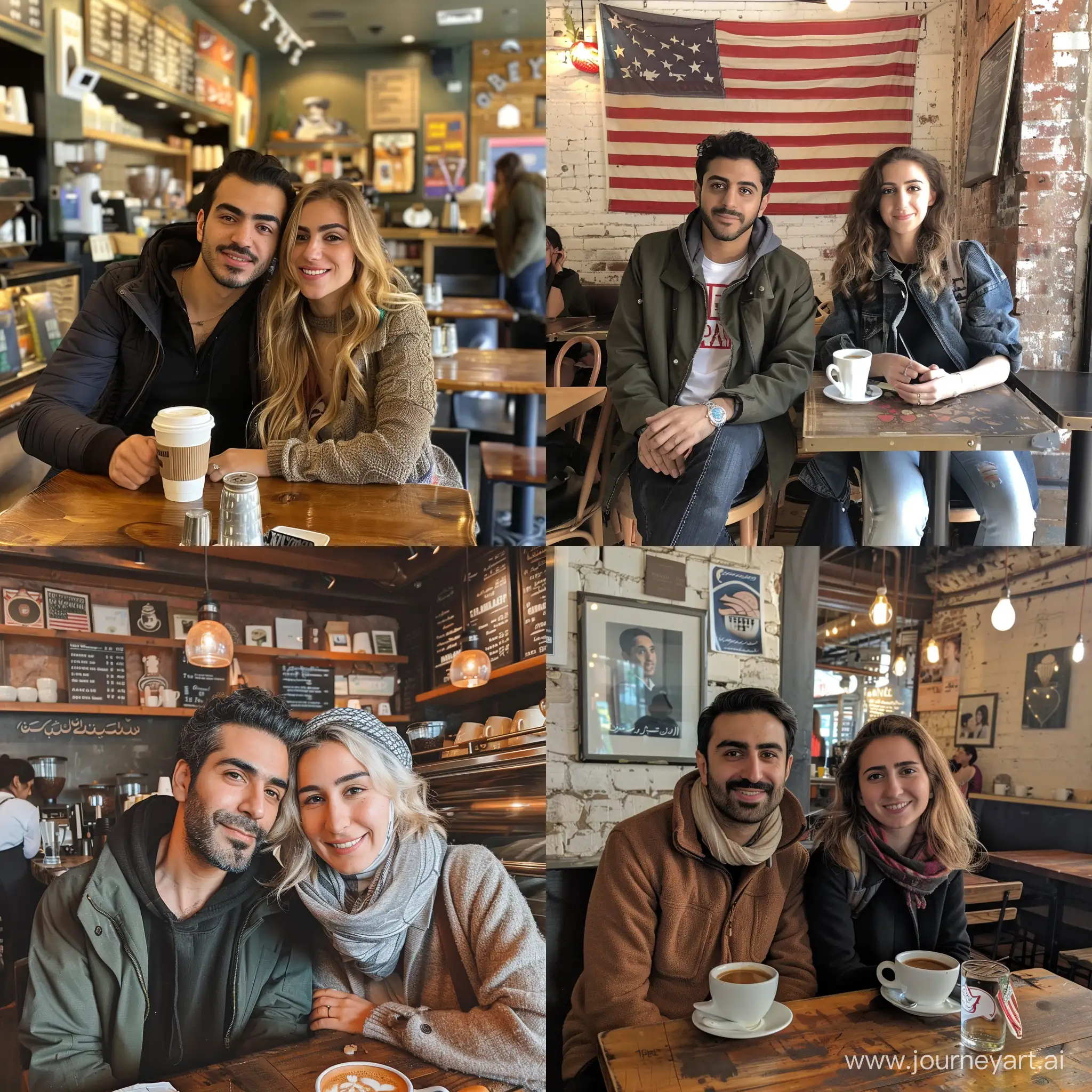Iranian guy in coffee shop with his girlfriend from America 