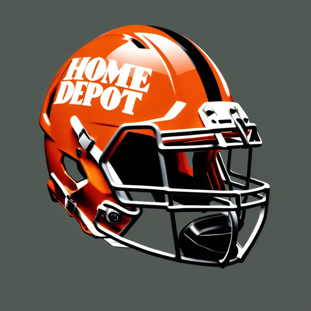 a football helmet but the team is home depot. transparent background
