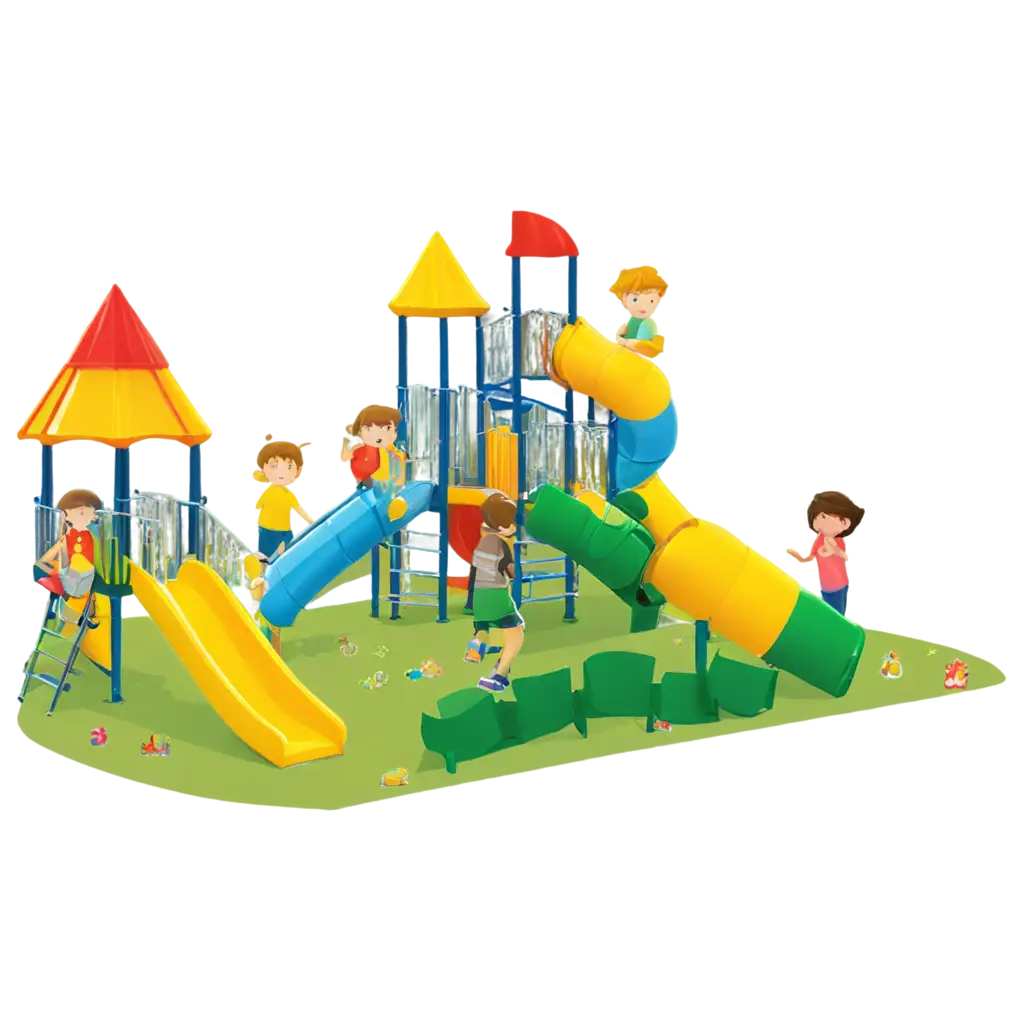 kids playing on playground clipart