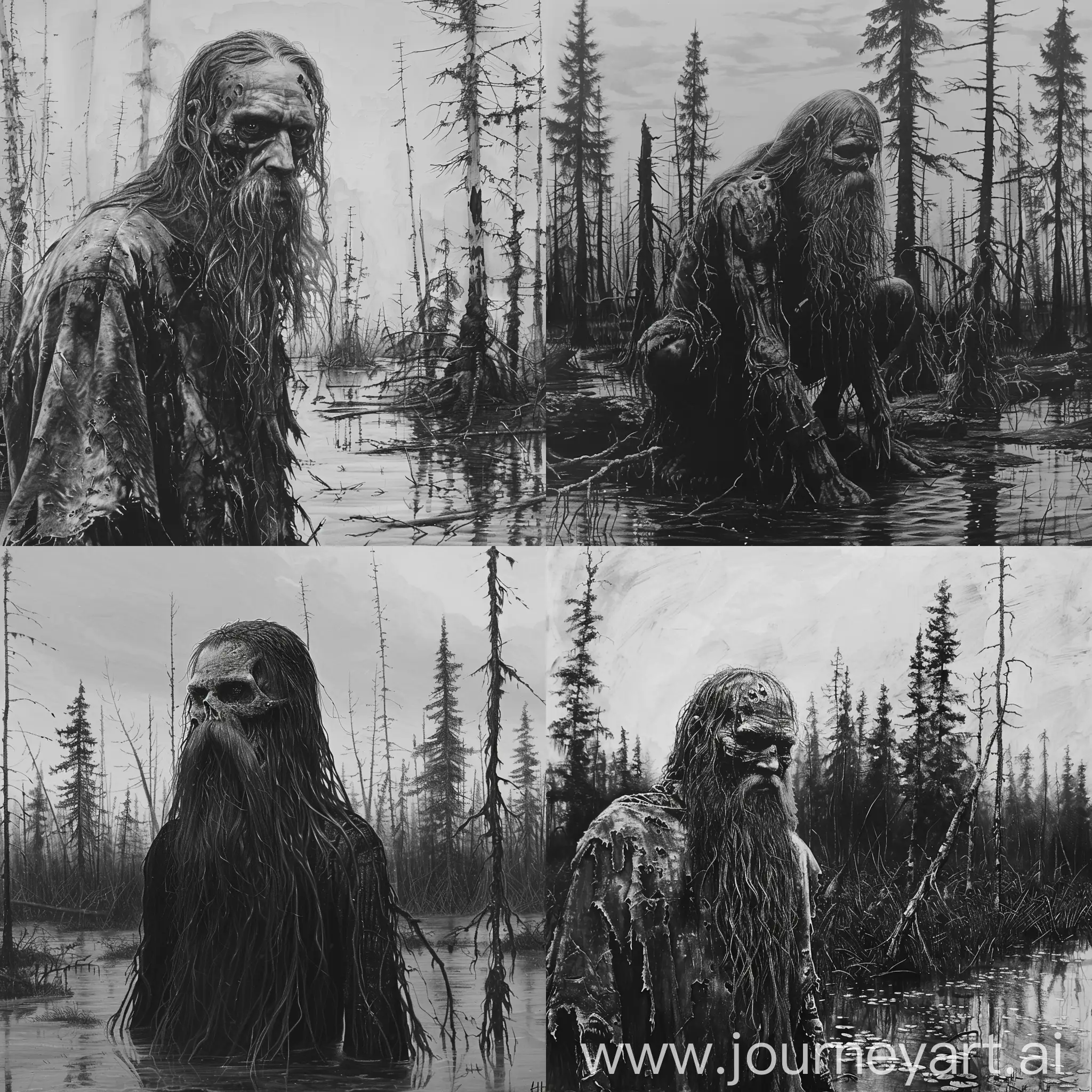 Eerie-Taiga-Swamp-Encounter-Zombie-Survivalist-with-Beard-and-Sparse-Hair