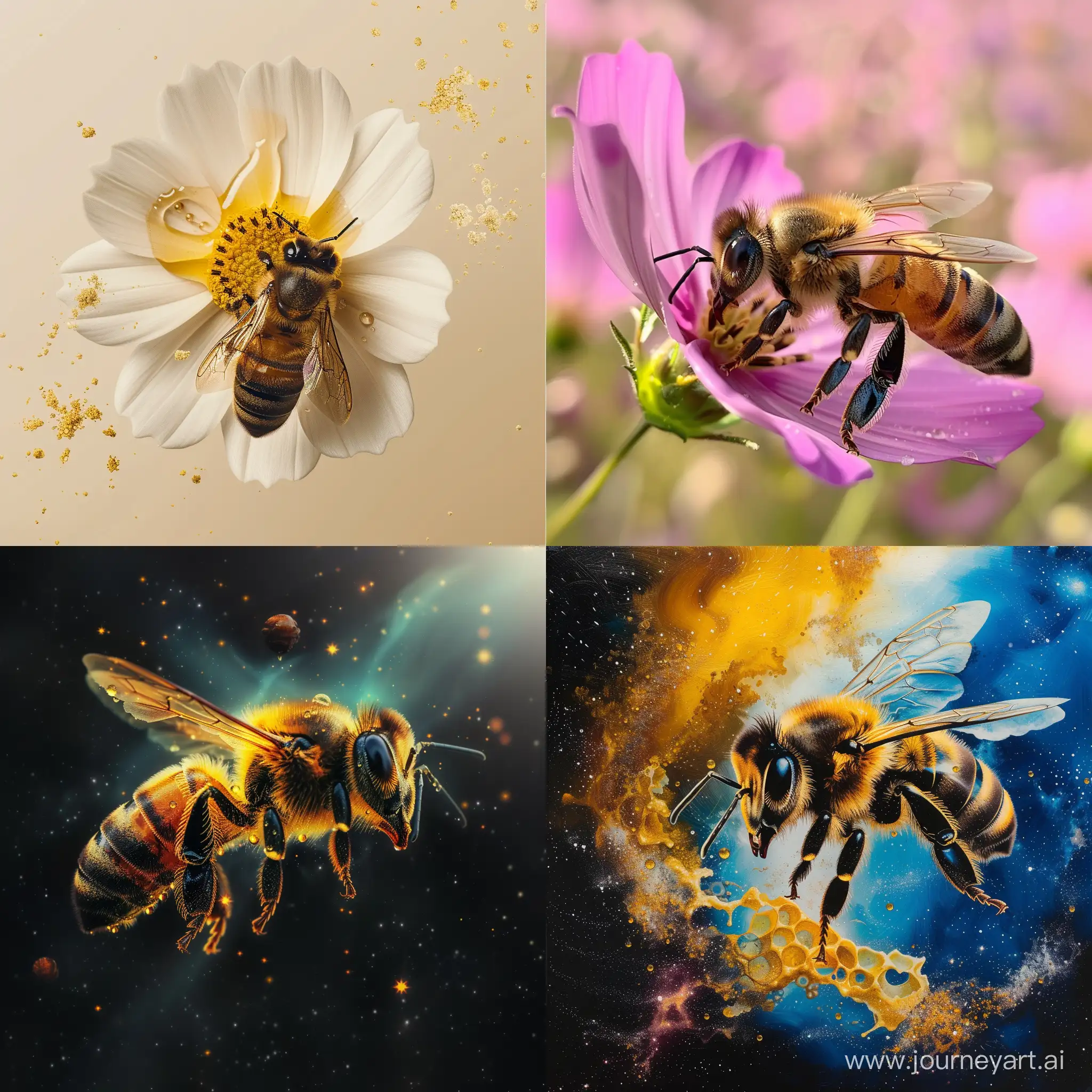 Vibrant-Bee-Honey-Cosmos-Blooming-in-Harmony