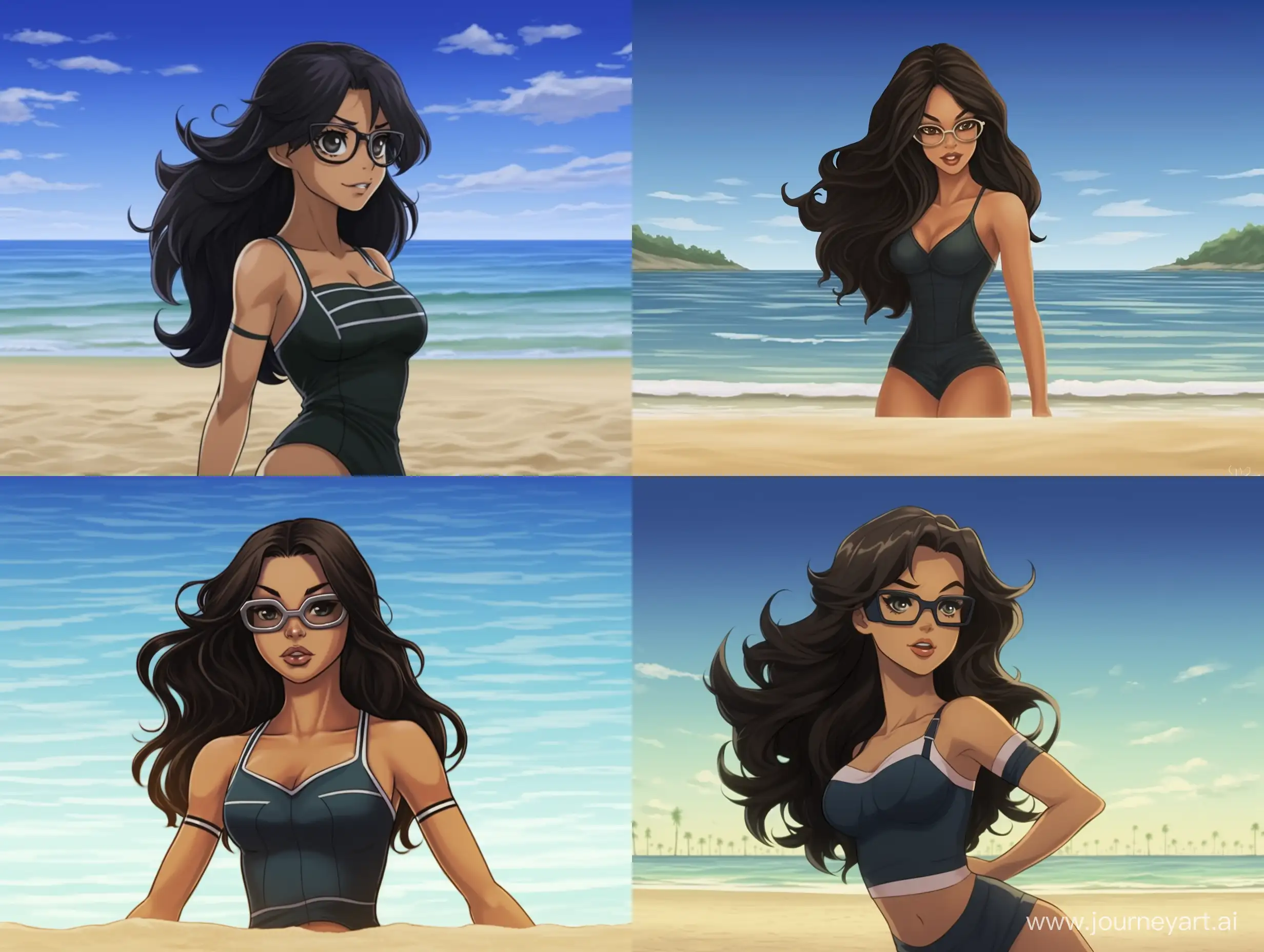 персонаж аниме Nagatoro на пляже в купальнике