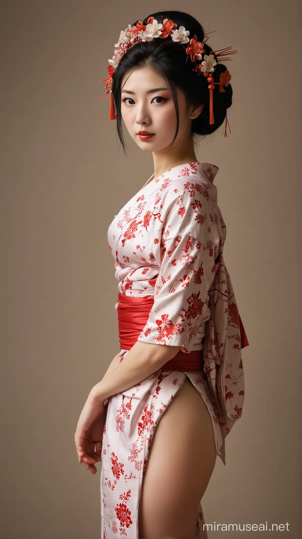 Elegant Geisha in Traditional Attire with a Modern Twist