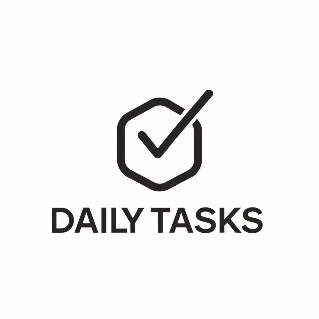 a logo design,with the text "daily tasks", main symbol:check mark, hexagon,Minimalistic,be used in Internet industry,clear background