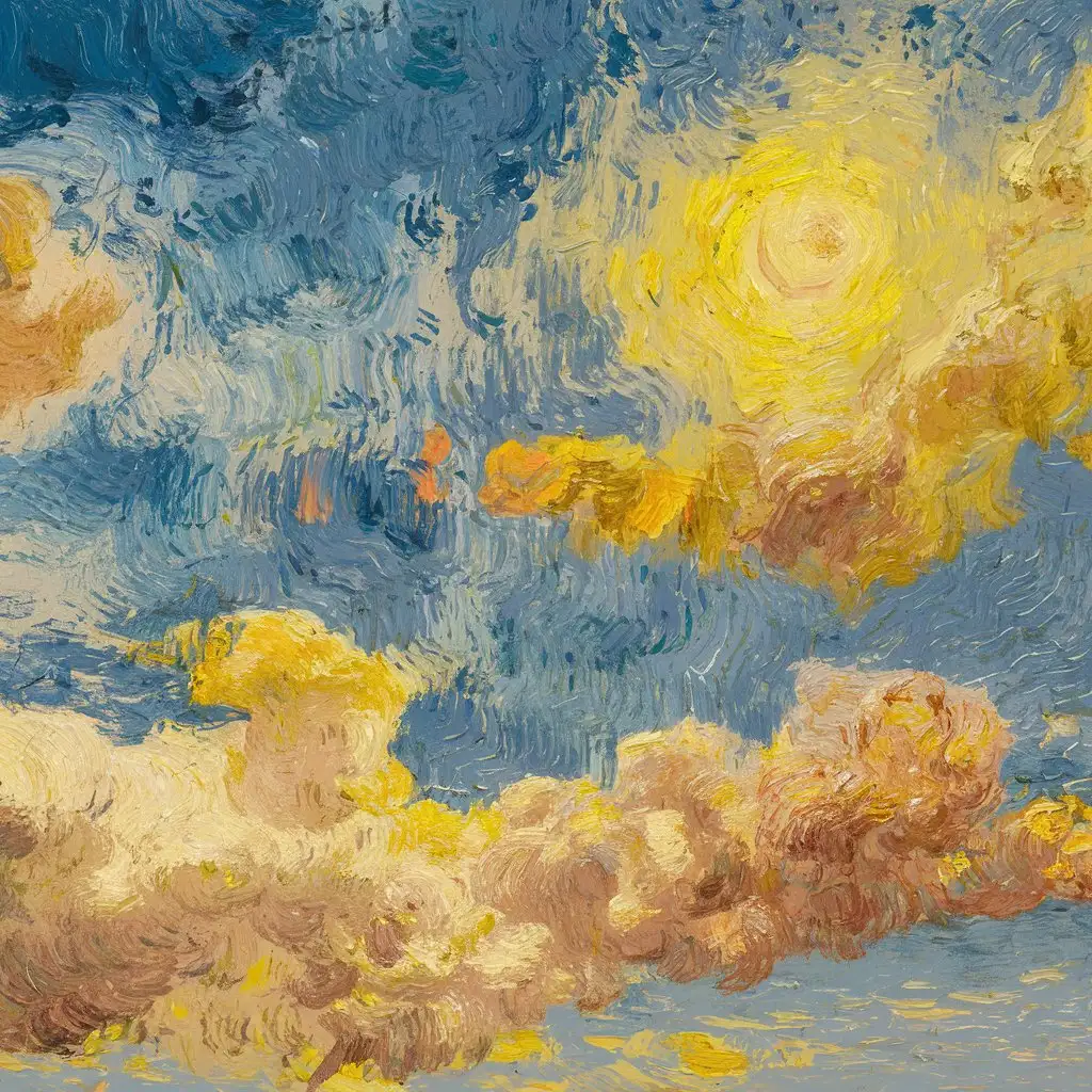 Van Gogh Inspired Sky Painting Vibrant Celestial Landscape with Swirling Clouds