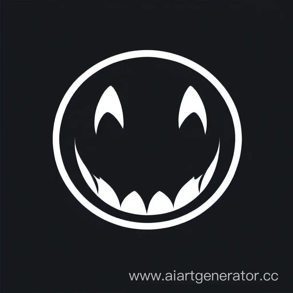 Логотип в минималистичном стиле, белые зубки или клыки на чёрном фоне