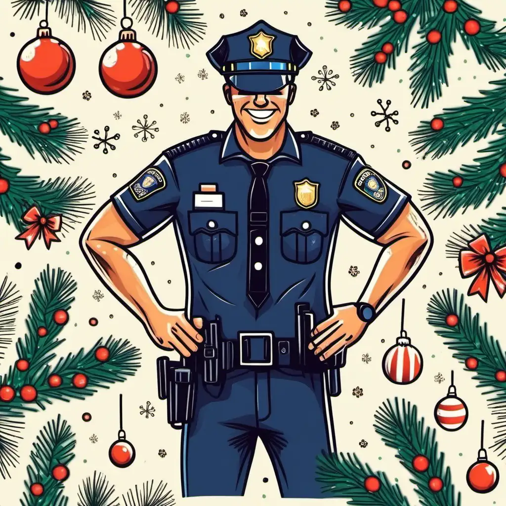 Joyful Christmas Celebration with a Policeman
