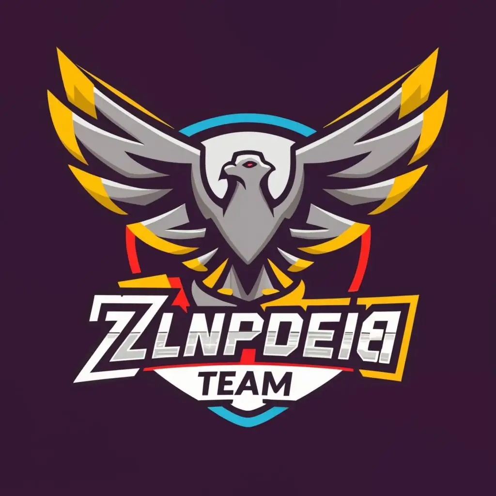 logo, The logo of the dove element racing displaying the element of gamers, with the text "ZLNPEDIA TEAM", typography