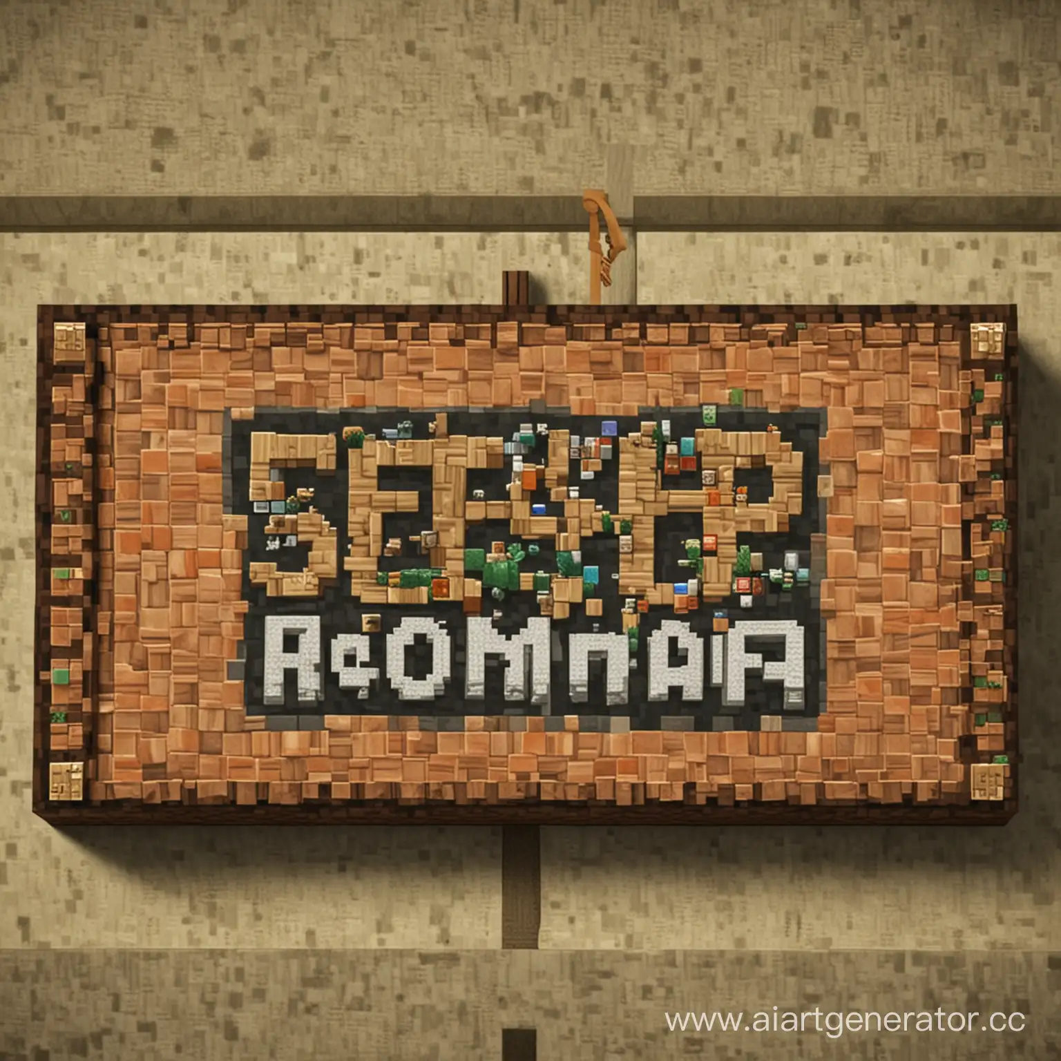 Custom-Minecraft-Sign-for-Server-Romaufa-Pixelated-Building-Art