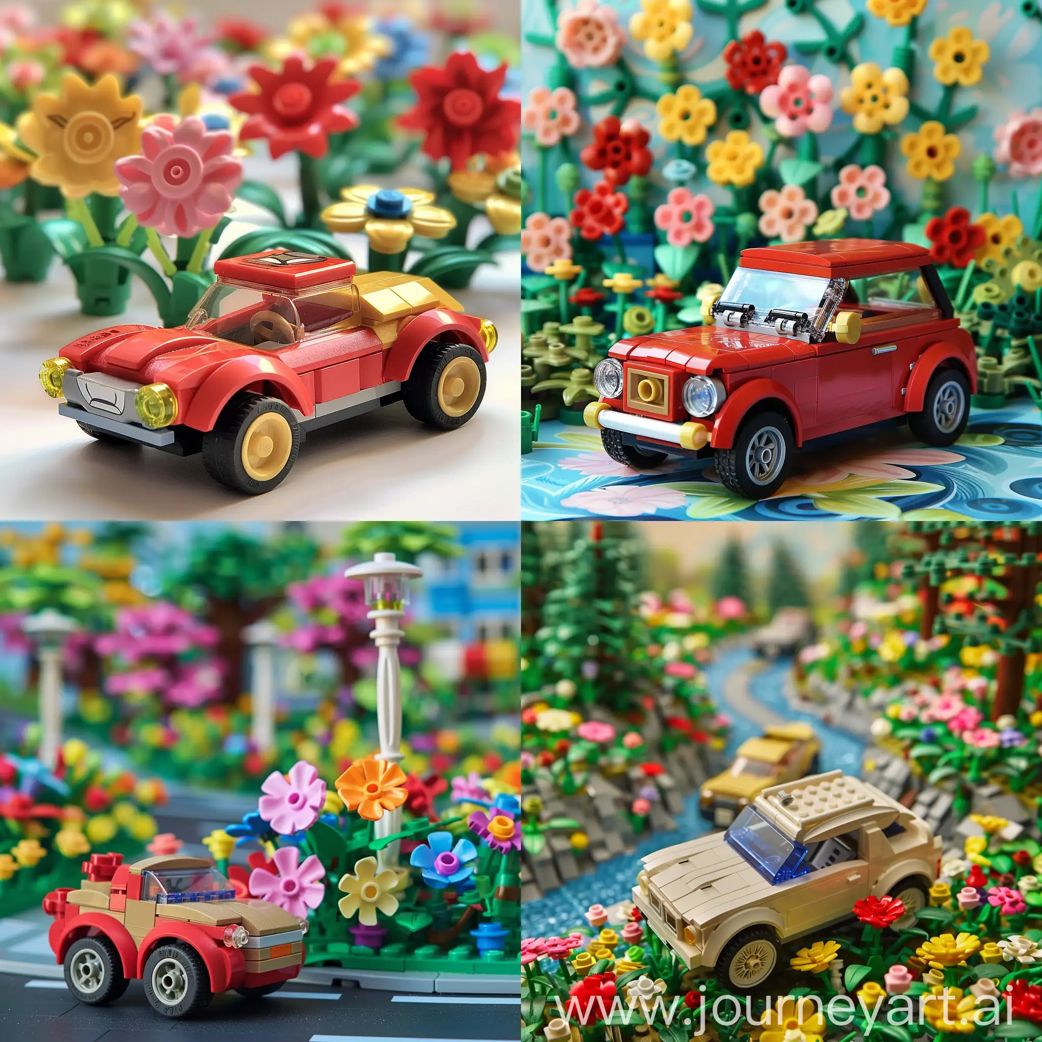 Create photo concept decoration beautiful for instagram acount that sell lego flowers and lego cars. Create on level of best instagram accounts shops. Like whole page - actuals, bio, posts in what style. Use DALLE and try your best so we can become best instagram account ever