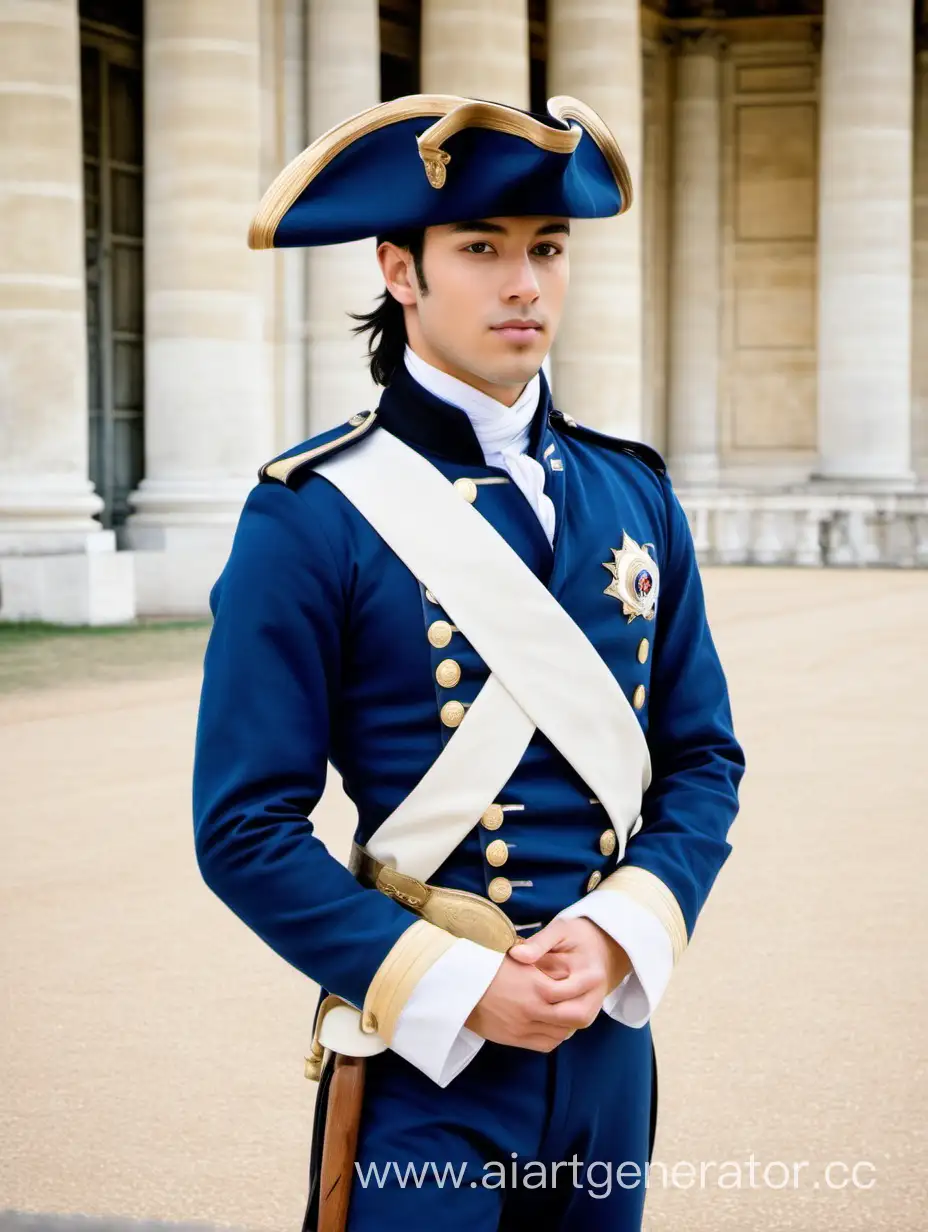 Triumphant-Eastern-Officer-with-Tricorn-Hat-at-Versailles-Palace