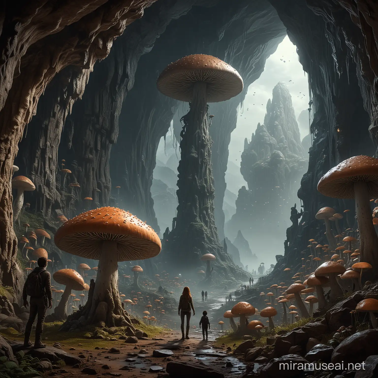 Encounter with Enormous Mushroom Woman in Underground City