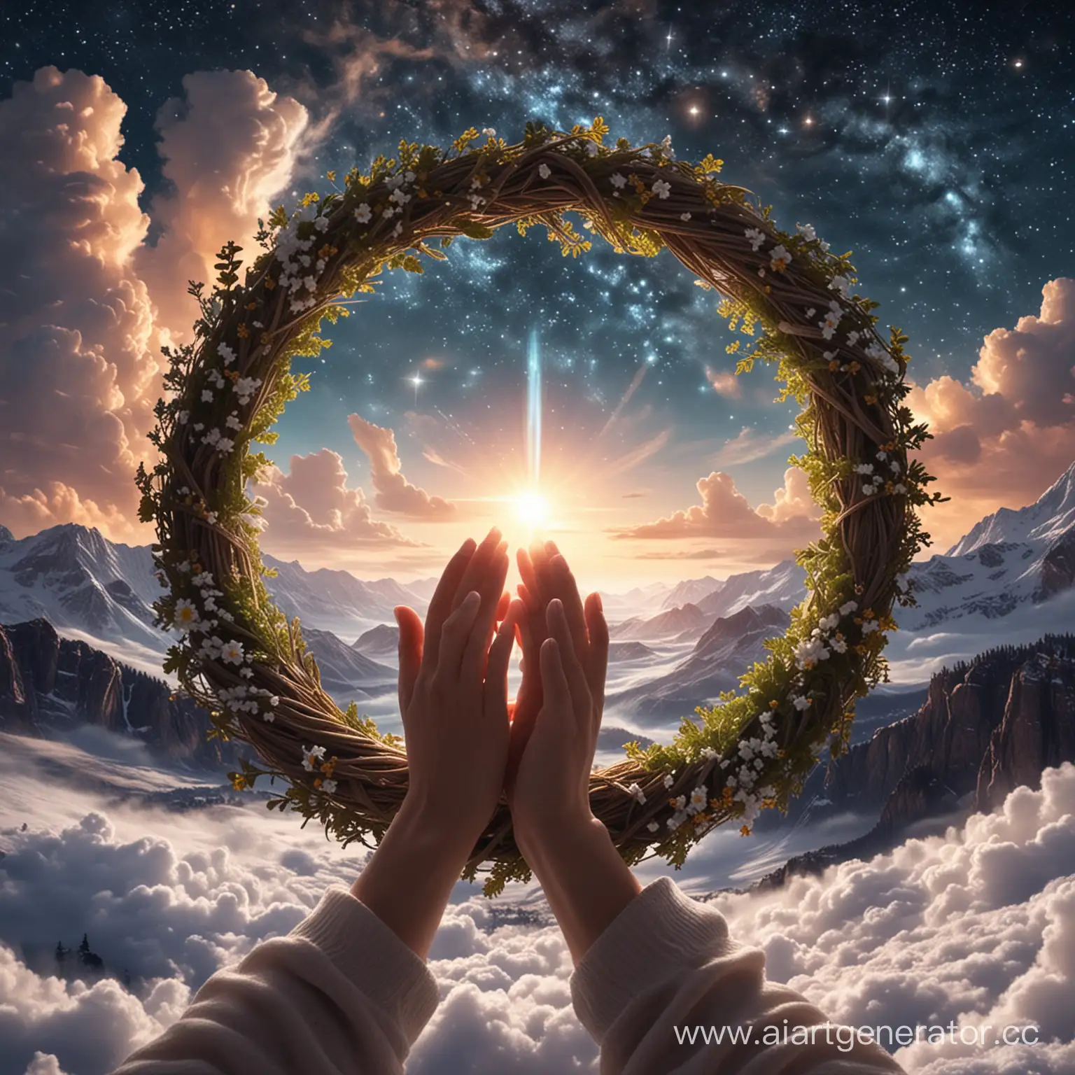 Dreamy-Couple-Holding-Sun-and-Wreath-of-Stars
