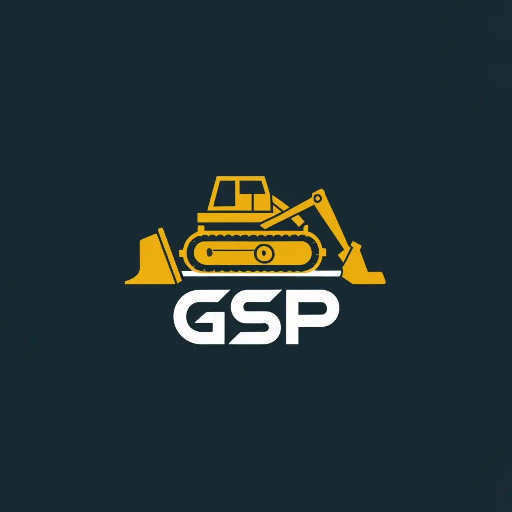 LOGO-Design-For-Bulldozer-Construction-Services-Bold-GSP-Text-with-Powerful-Bulldozer-Symbol