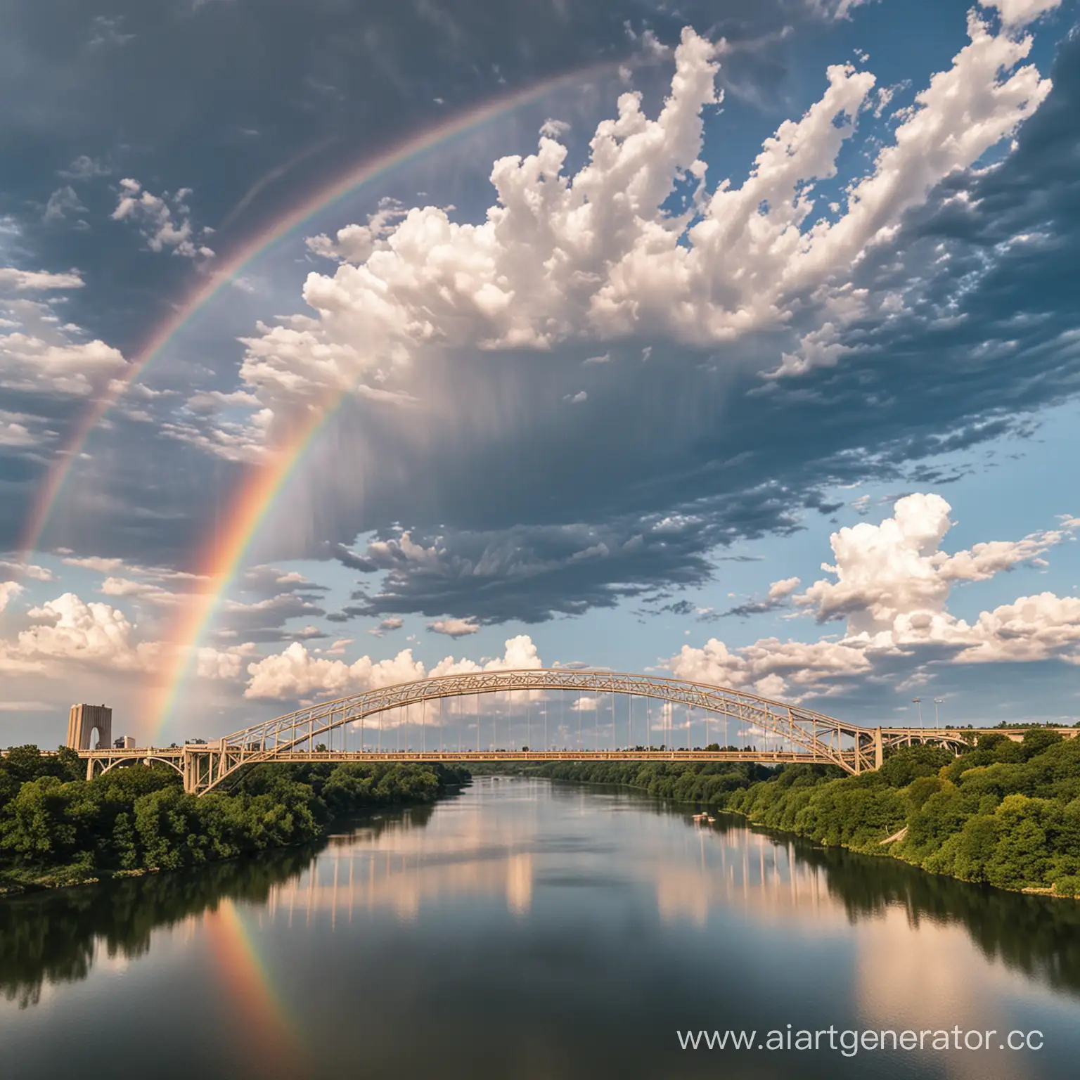 Vibrant-Rainbow-Bridge-Emerging-from-Fluffy-Clouds